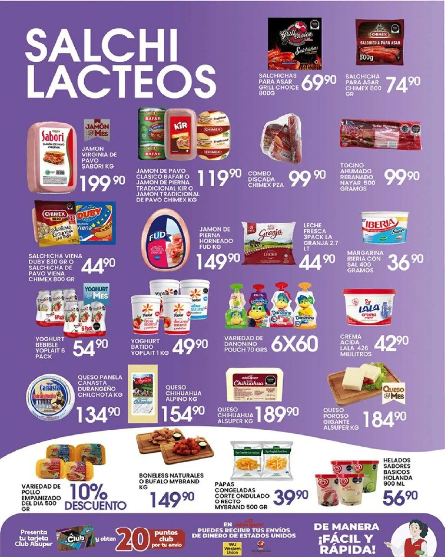 Nuevas ofertas de Alsuper válidas en toda la República Mexicana desde el 10.04.2026. ¡Encuentra las mejores ofertas en Alsuper folleto Durango! | Página: 3 | Productos: Tocino, Sal, Jamón, Margarina