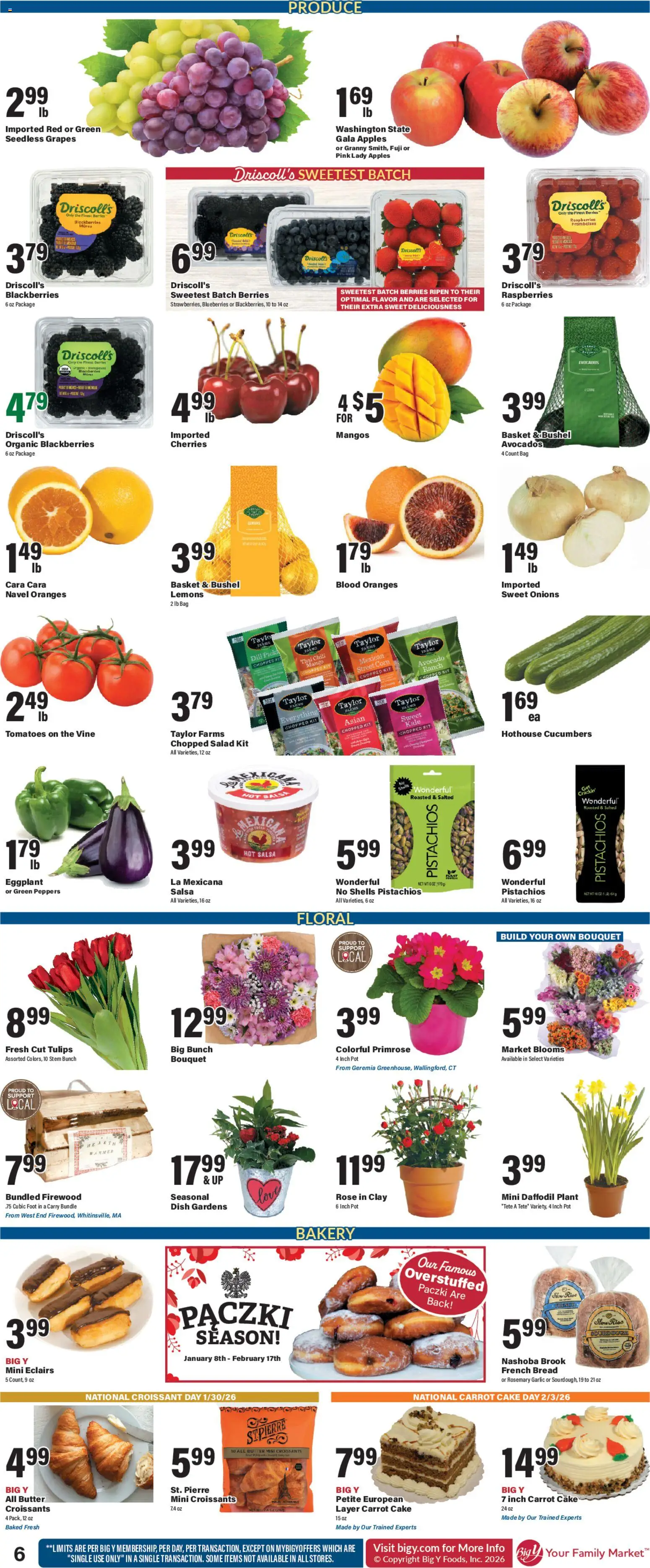 Big Y Weekly Ad - valid from 29.01.2026 | Page: 8 | Products: Tomatoes, Grapes, Blueberries, Bag