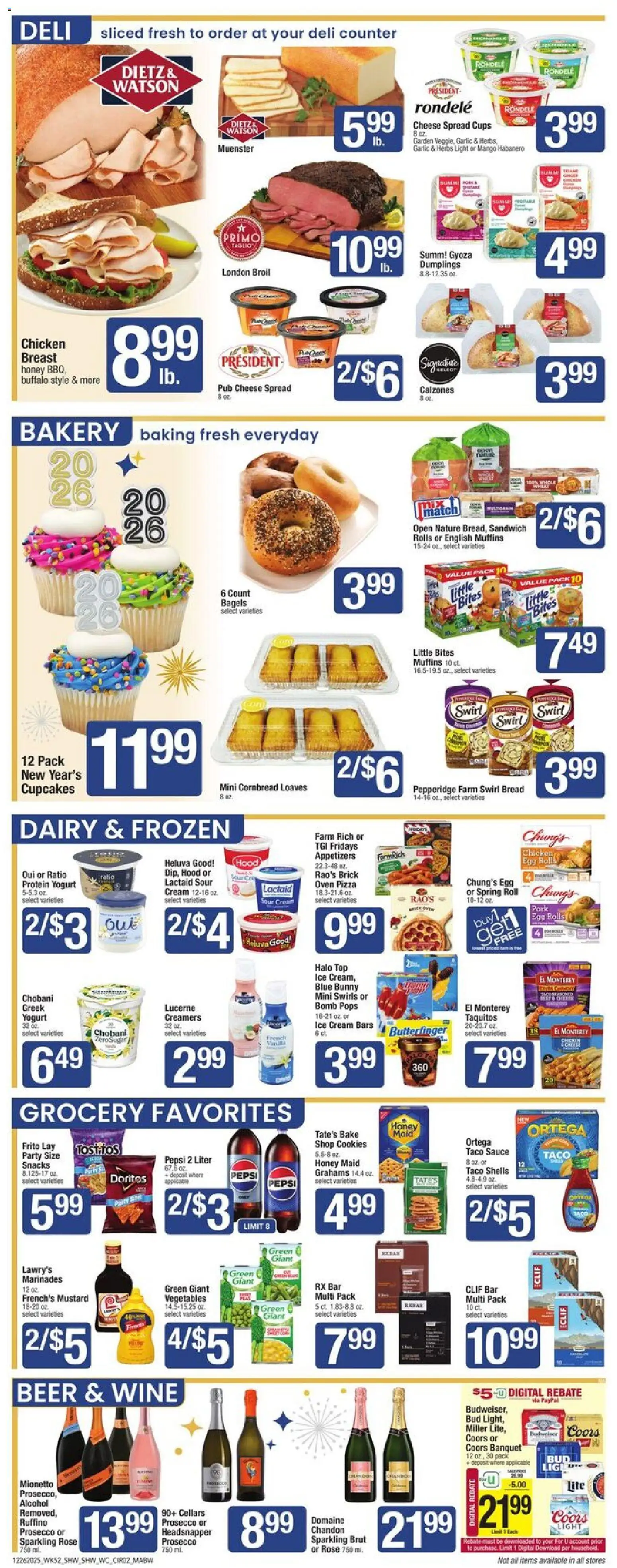 Shaw's Weekly Ad - MA - valid from 26.12.2025 | Page: 2 | Products: Bakery, Cheese, Beer, Sour cream