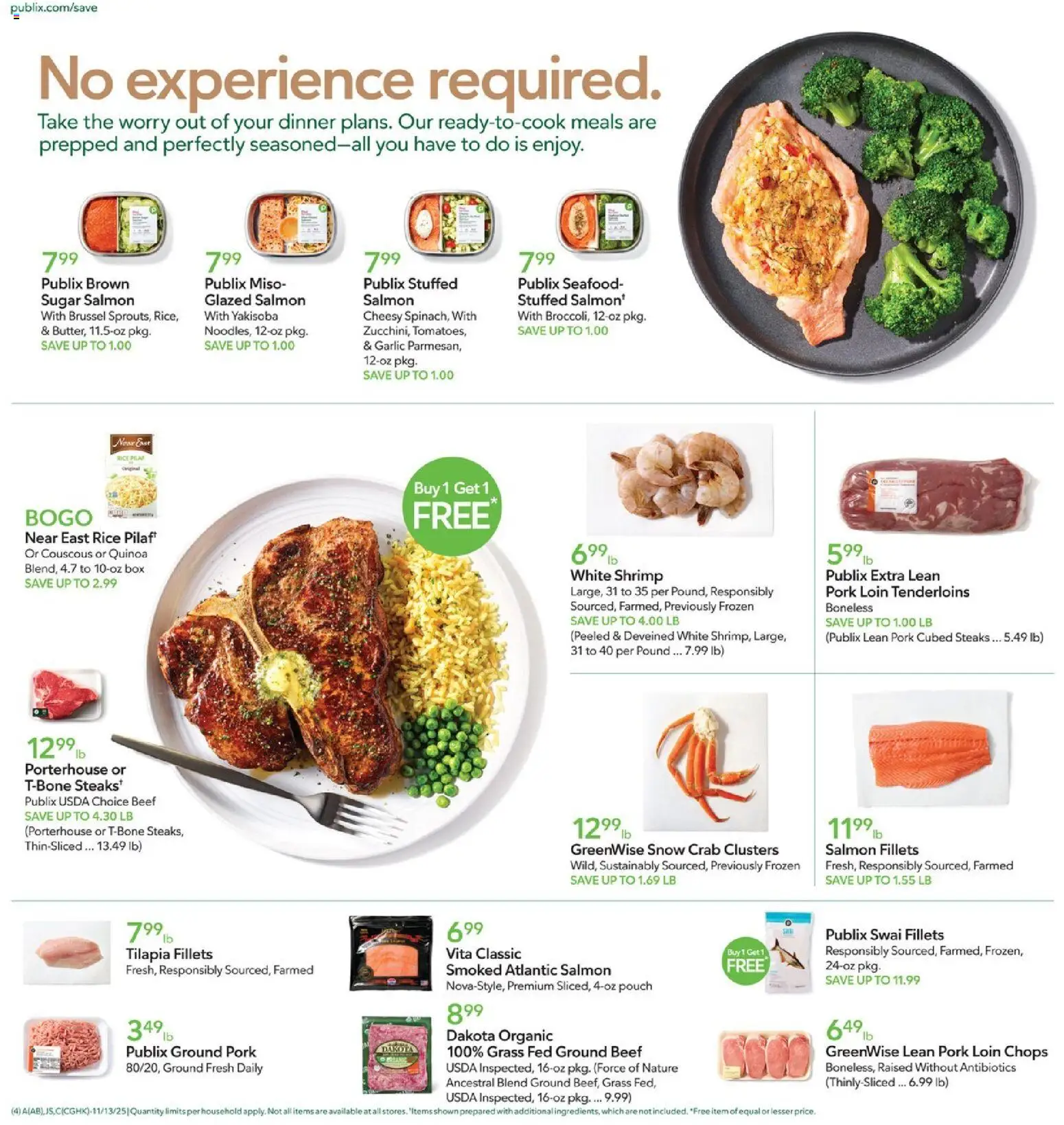 Publix Weekly Ad - valid from 12.11.2025 | Page: 4 | Products: Rice, Sugar, Seafood, Garlic