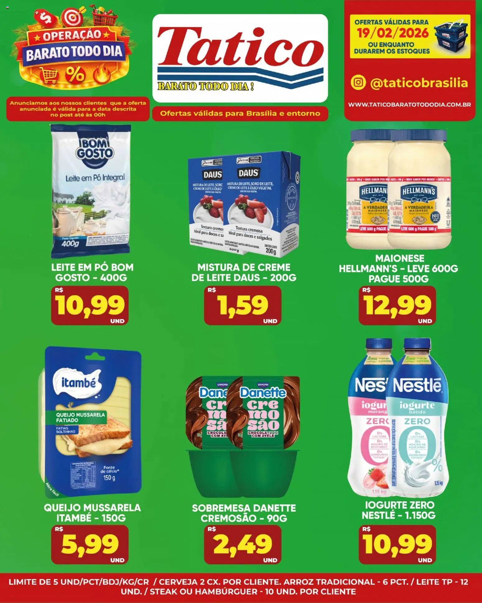 Tatico Folheto - válido de 19.02.2026 | Página: 12 | Produtos: Iogurte, Doces, Creme de leite, Mussarela