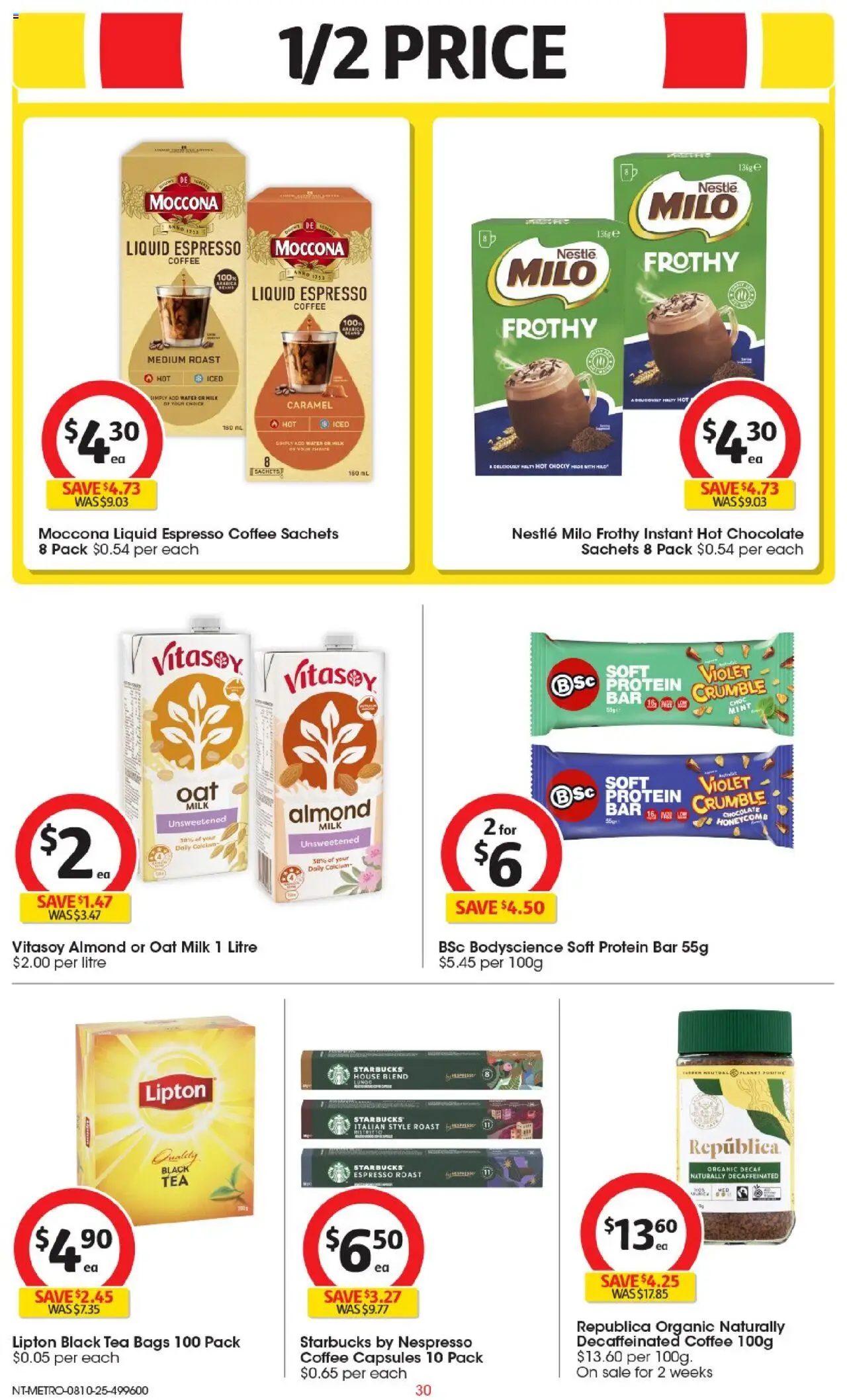 Coles catalogue - valid from 08.10.2025 | Page: 30 | Products: Milk, Chocolate, Water, Moccona