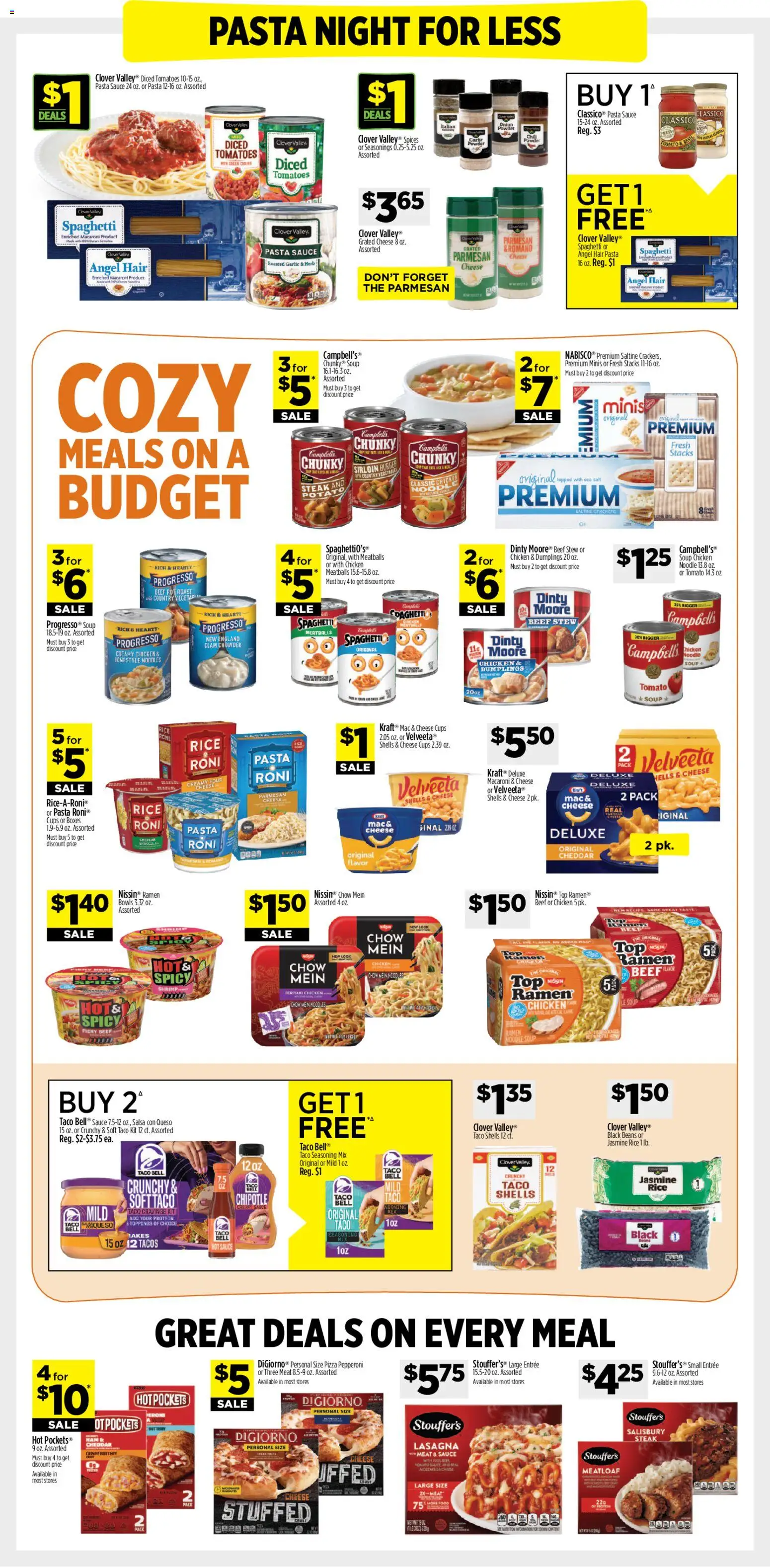Dollar General Weekly Ad - valid from 11.01.2026 | Page: 4 | Products: Cheese, Tomatoes, Rice, Pasta