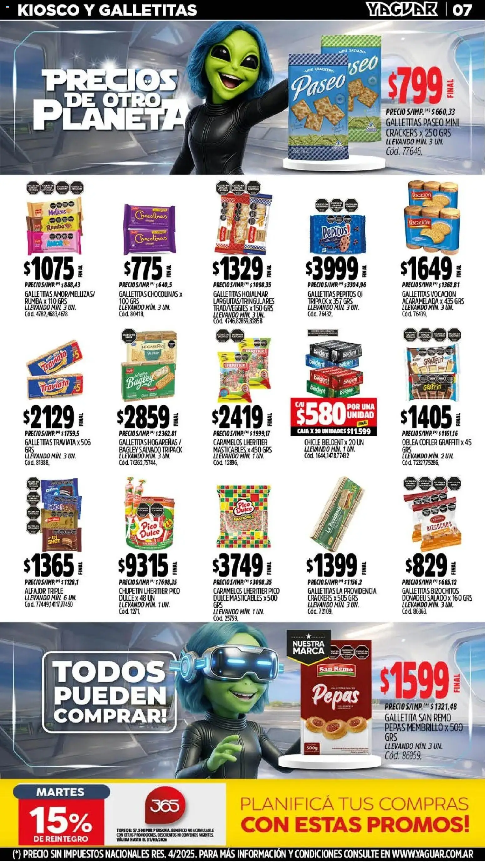 Yaguar - Oferta Semanal Santa Fé │ válido desde el 09.03.2026 | Página: 7 | Productos: Pico, Galletitas, Chicle, Alfajor