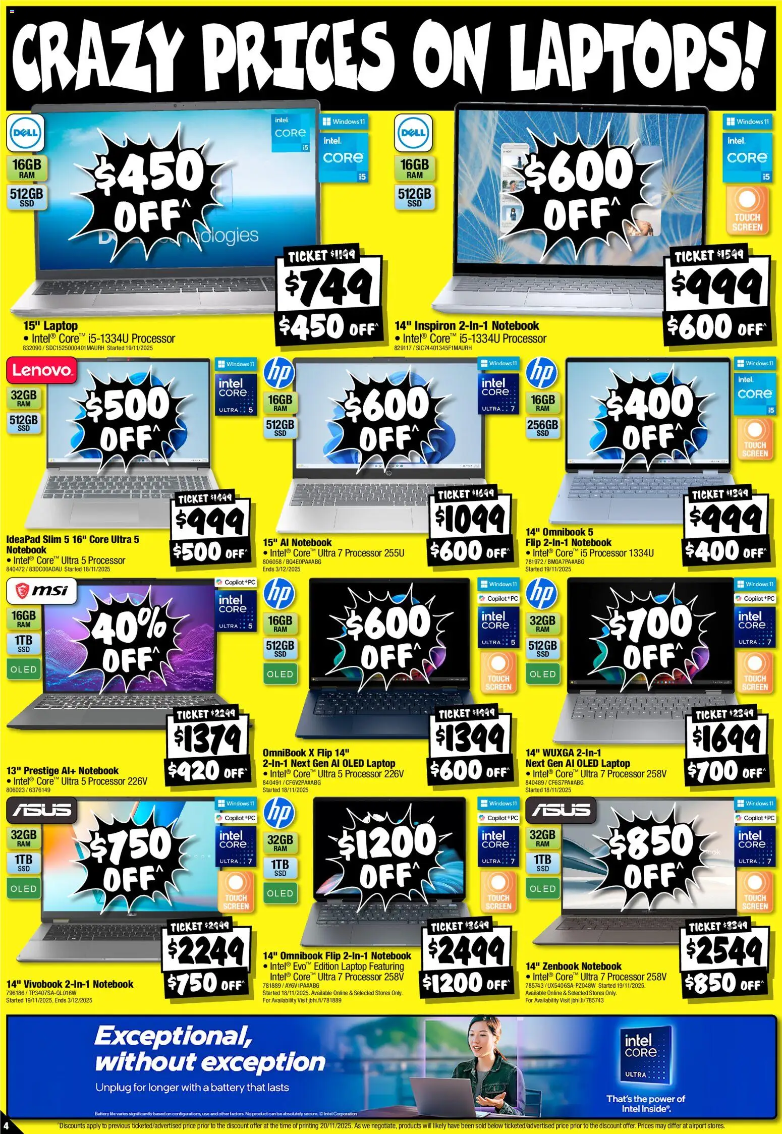 JB Hi-Fi catalogue - valid from 28.11.2025 | Page: 4 | Products: Battery, Notebook, Laptop, Screen