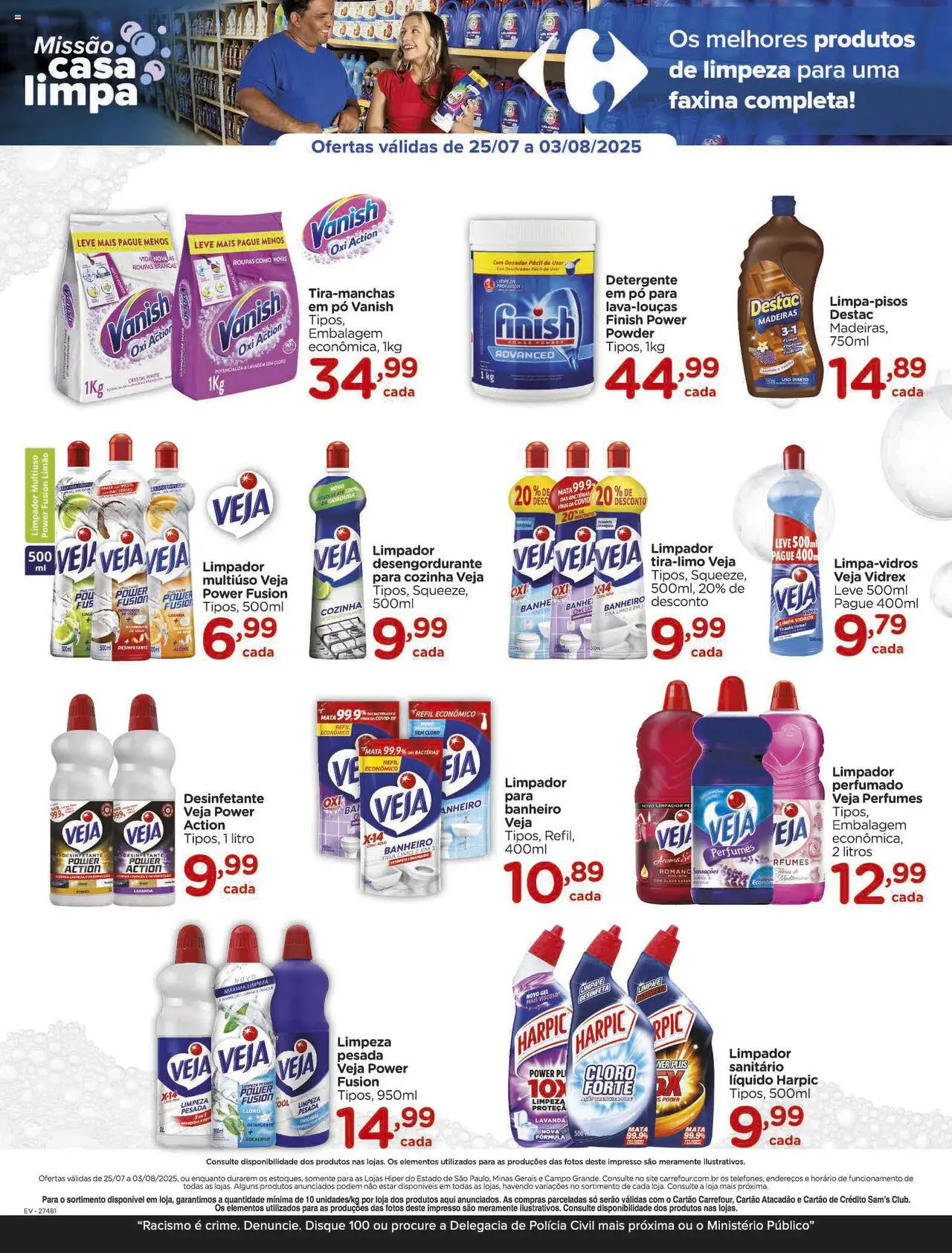 Carrefour Folheto - válido de 25.07.2025 | Página: 3 | Produtos: Pó, Cloro, Limpador multiuso, Desinfetante