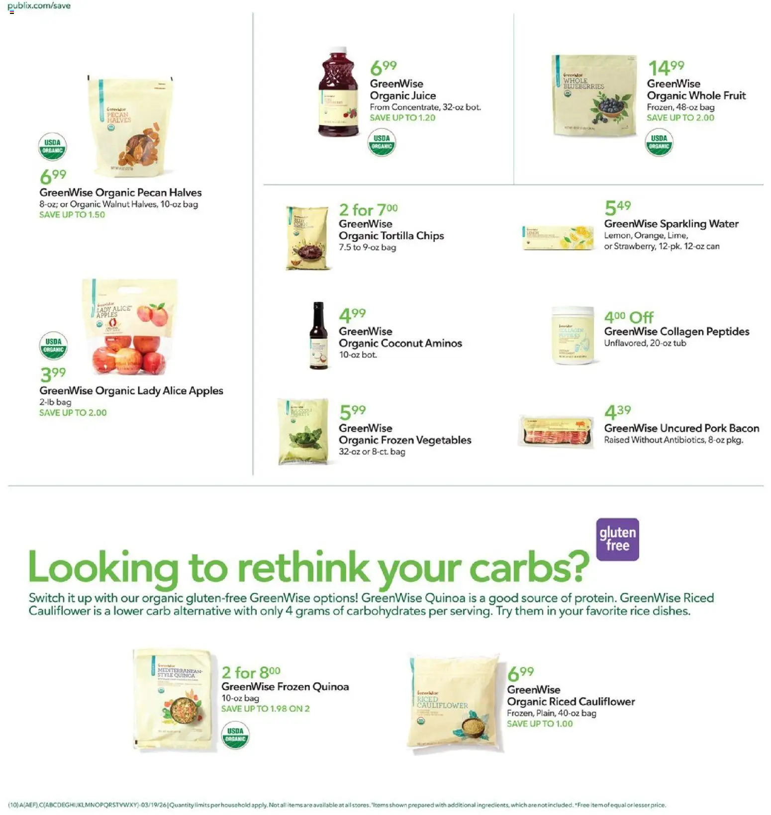 Publix Weekly Ad - valid from 18.03.2026 | Page: 10 | Products: Juice, Switch, Blueberries, Cauliflower
