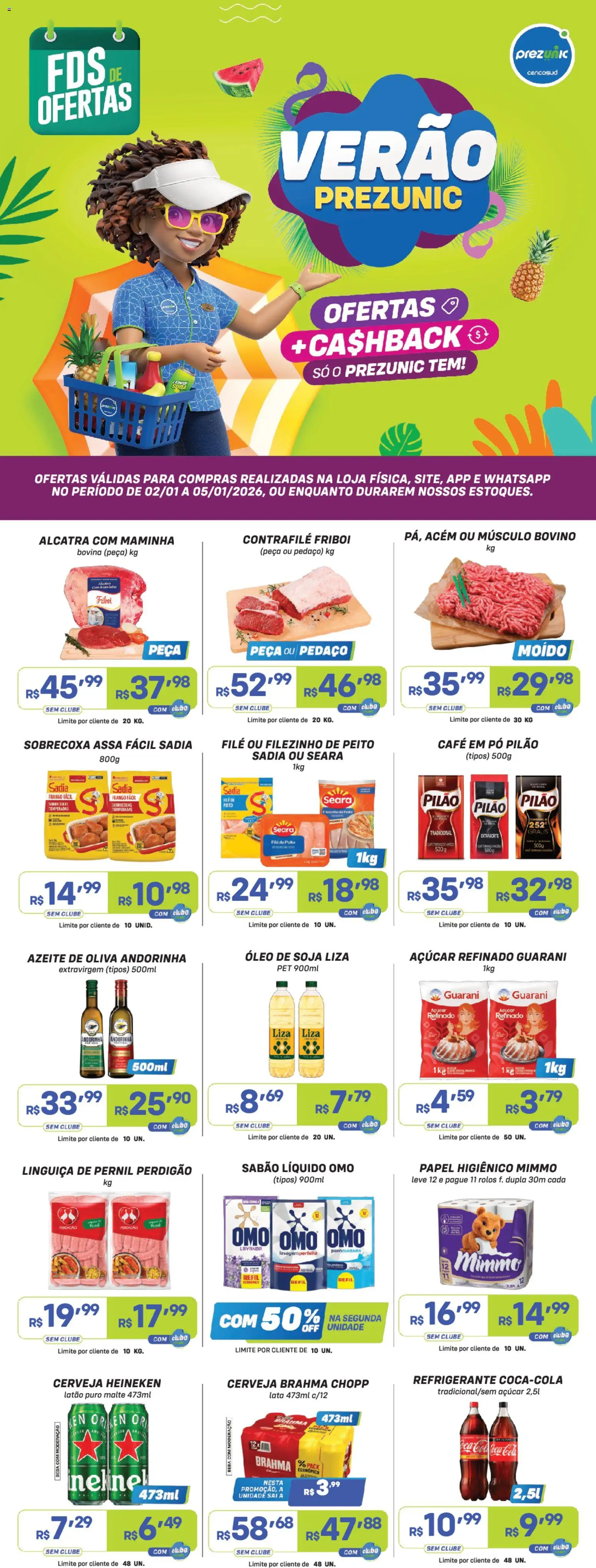Prezunic Folheto - válido de 02.01.2026 | Página: 1 | Produtos: Sabão, Cerveja, Heineken, Refrigerante