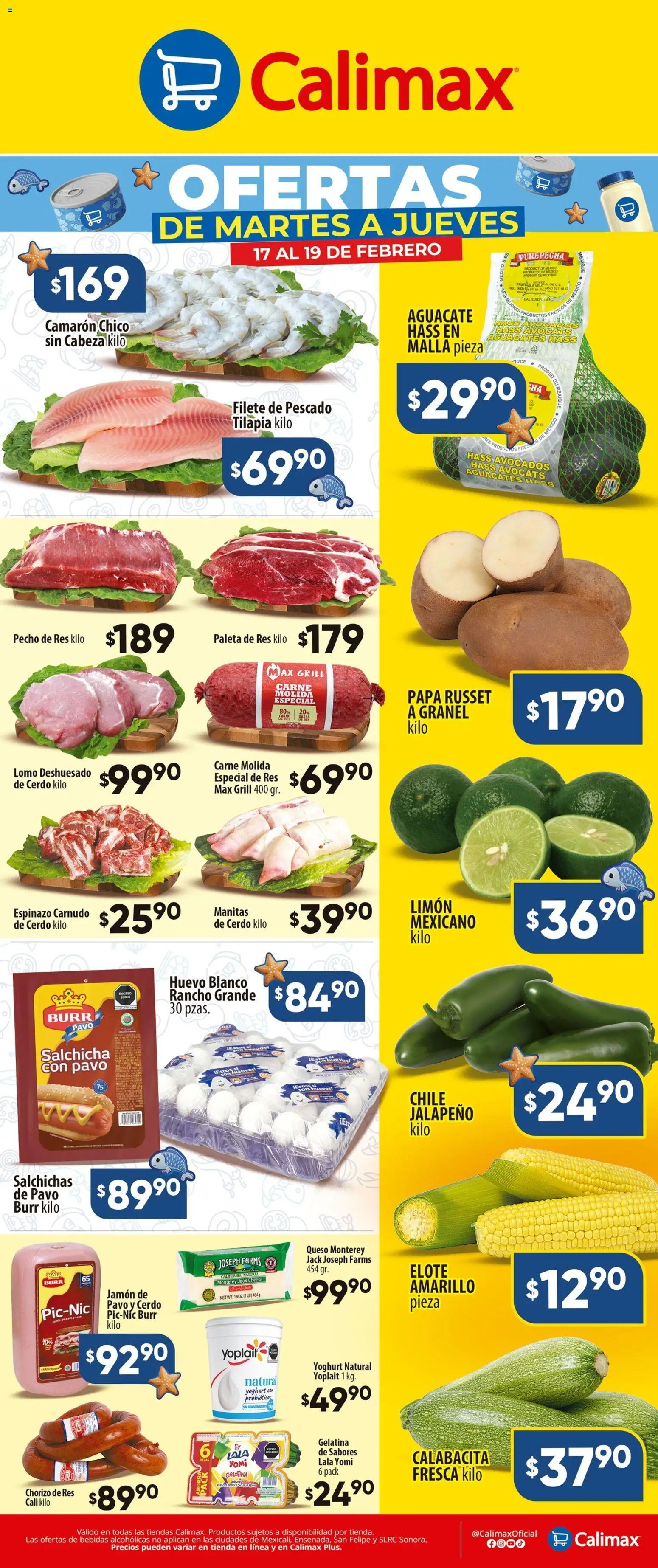 Nuevas ofertas de Calimax válidas en toda la República Mexicana desde el 17.02.2026. ¡Encuentra las mejores ofertas en Calimax folleto! | Página: 1 | Productos: Huevos, Jamón, Cerdo, Res