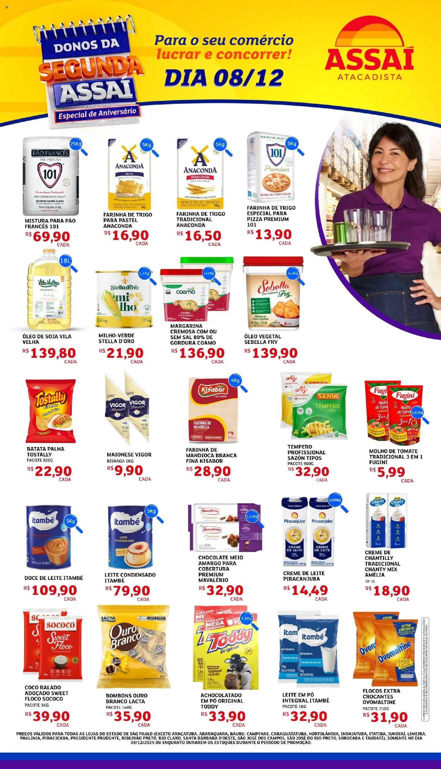 Assaí Atacadista Folheto - válido de 08.12.2025 | Página: 1 | Produtos: Achocolatado, Leite, Óleo, Batata