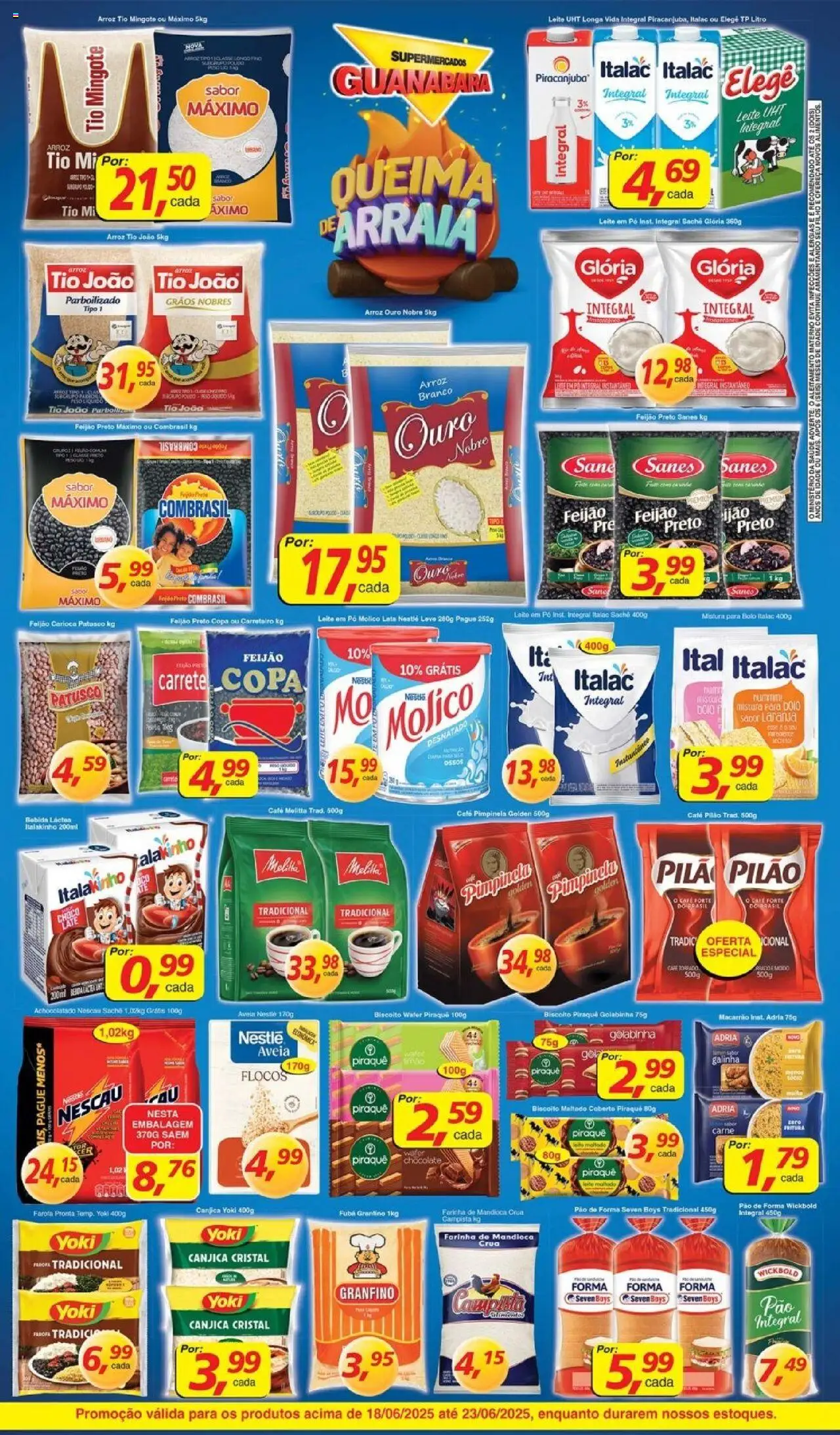 Supermercados Guanabara Folheto - válido de 18.06.2025 | Página: 2 | Produtos: Arroz tio mingote, Macarrão, Carne, Bebida