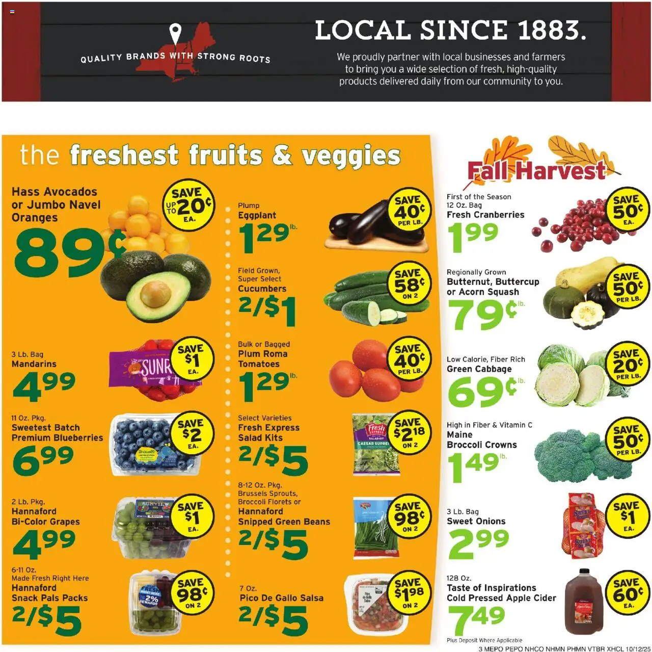 Hannaford Weekly Ad - valid from 12.10.2025 | Page: 3 | Products: Oranges, Fruits, Eggplant, Bag
