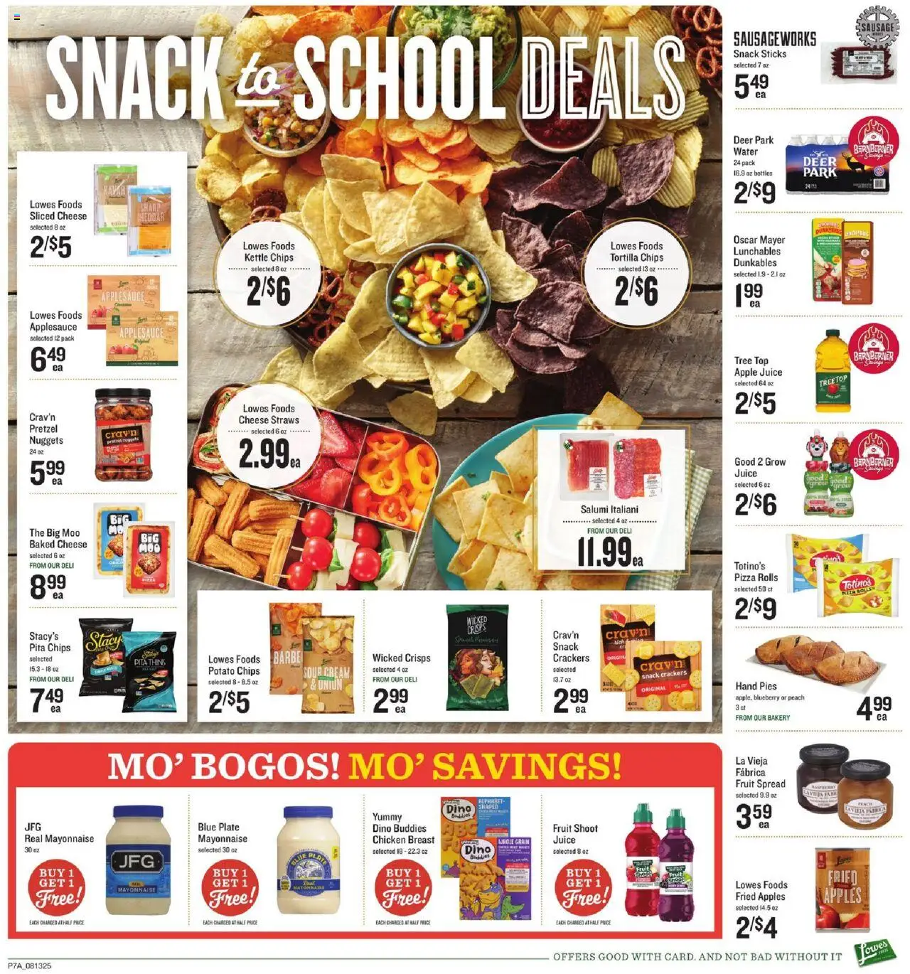 Lowes Foods Weekly Ad - valid from 13.08.2025 | Page: 10 | Products: Cheese, Juice, Chips, Peach