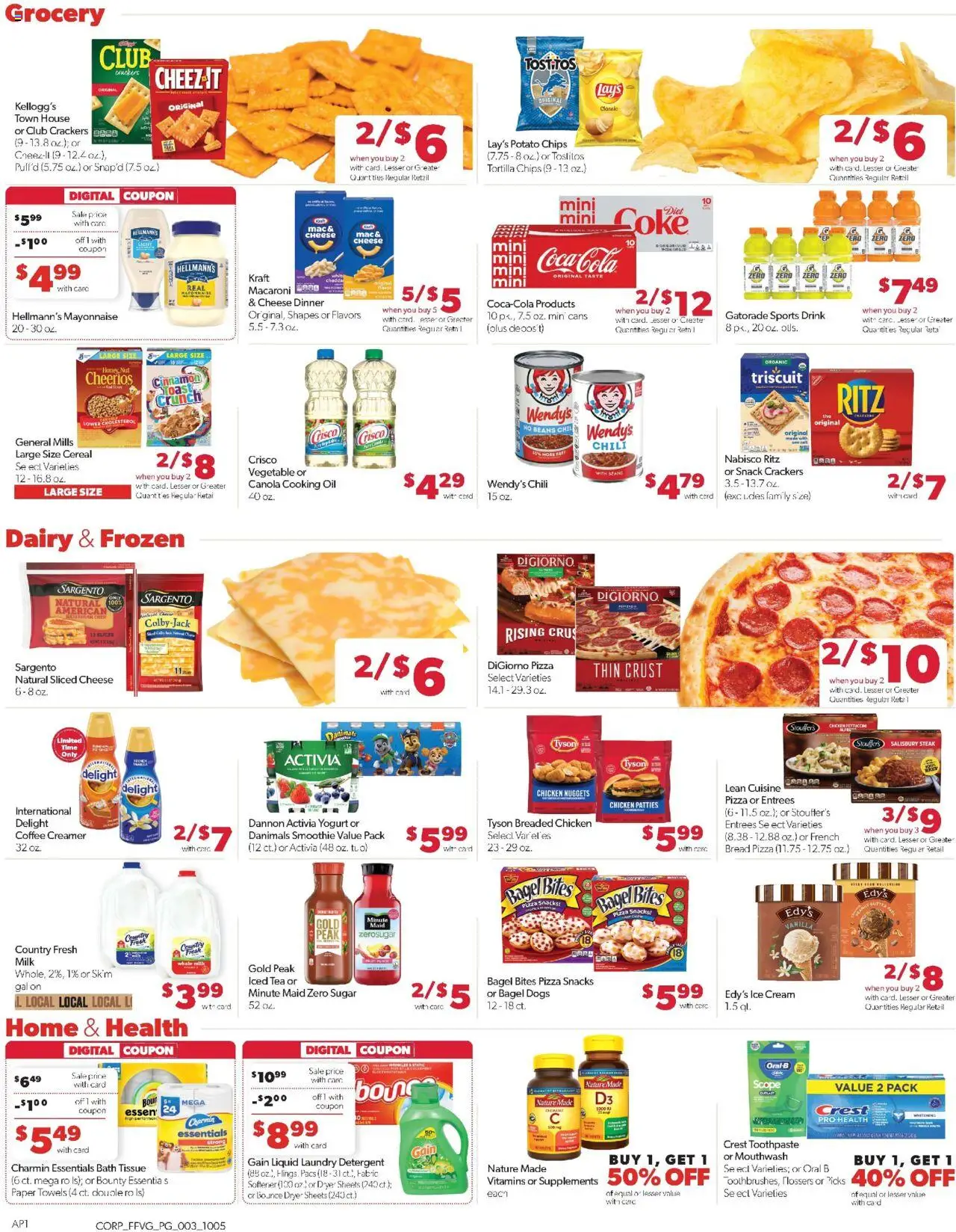 Family Fare Weekly Ad - MI - valid from 05.10.2025 | Page: 4 | Products: Bread, Coffee, Pizza, Detergent
