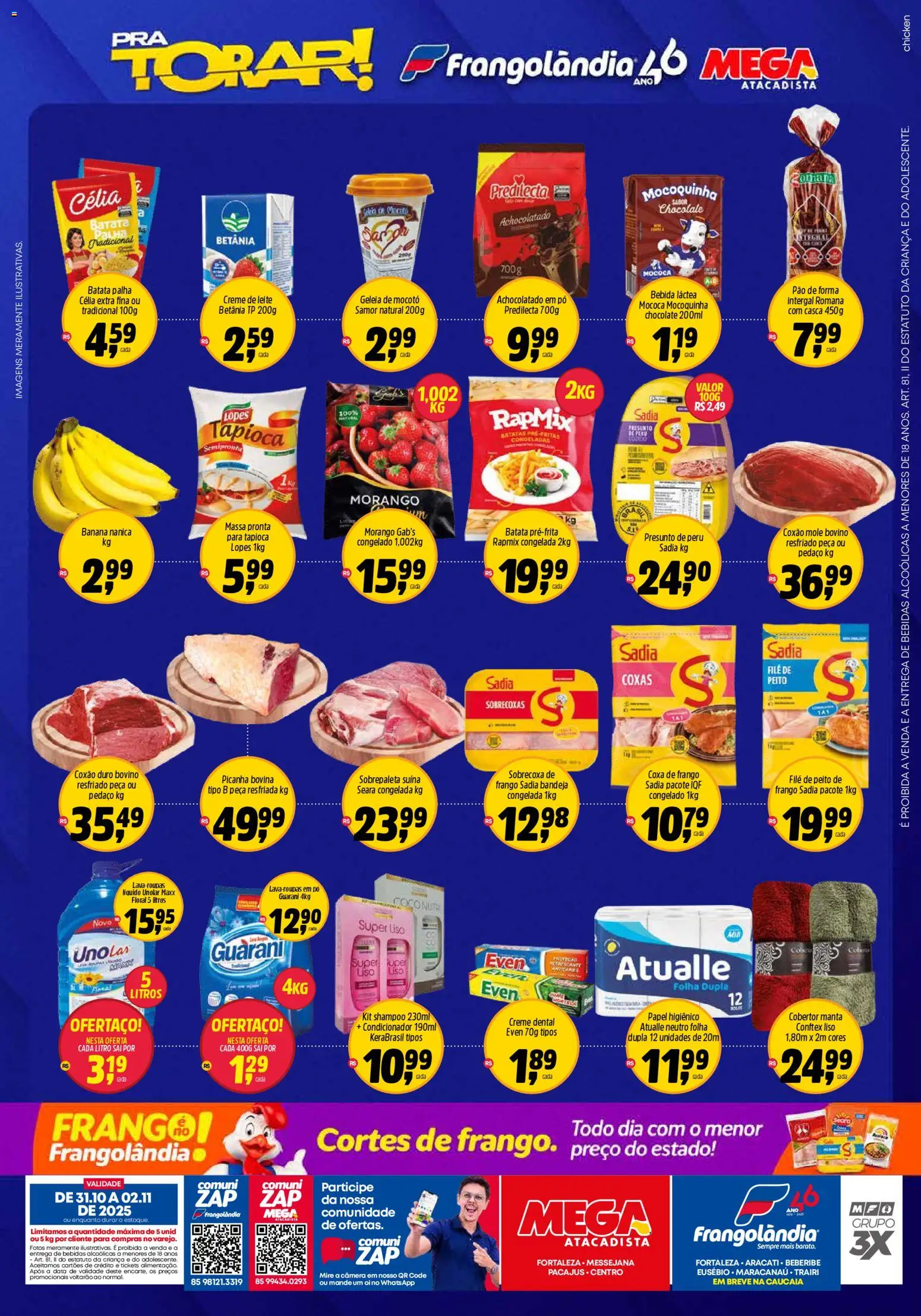 Frangolândia Folheto - válido de 31.10.2025 | Página: 2 | Produtos: Coxa de frango, Bebida, Creme de leite, Frango