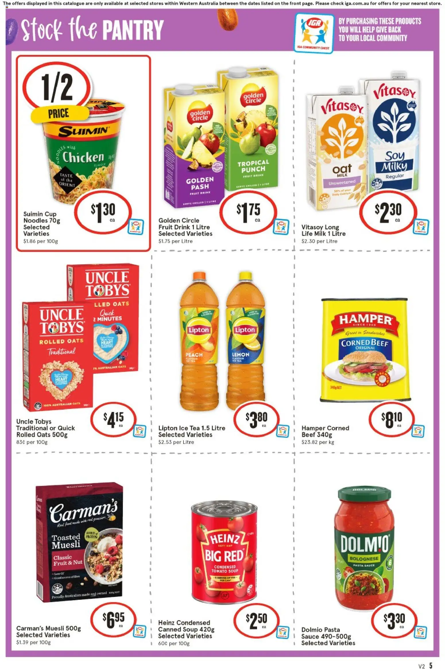 IGA catalogue - valid from 18.03.2026 | Page: 5 | Products: Milk, Chicken, Sauce, Lemon