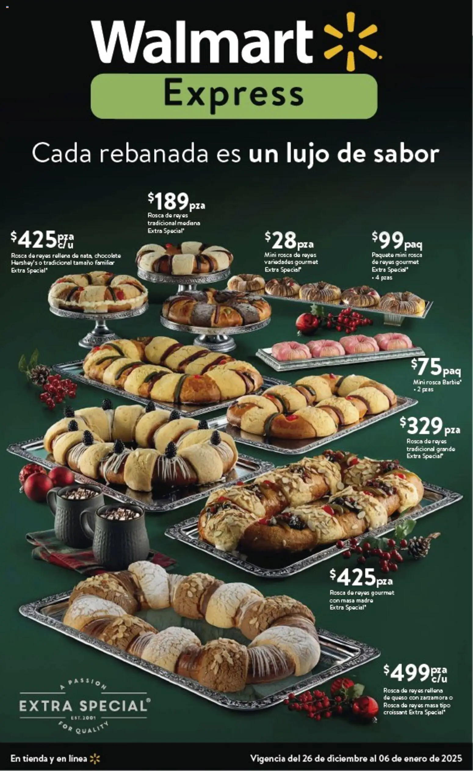 Nuevas ofertas de Walmart Express válidas en toda la República Mexicana desde el 26.12.2025. ¡Encuentra las mejores ofertas en Walmart Express folleto Cada rebanada es un lujo de sabor! | Página: 1 | Productos: Queso, Chocolate