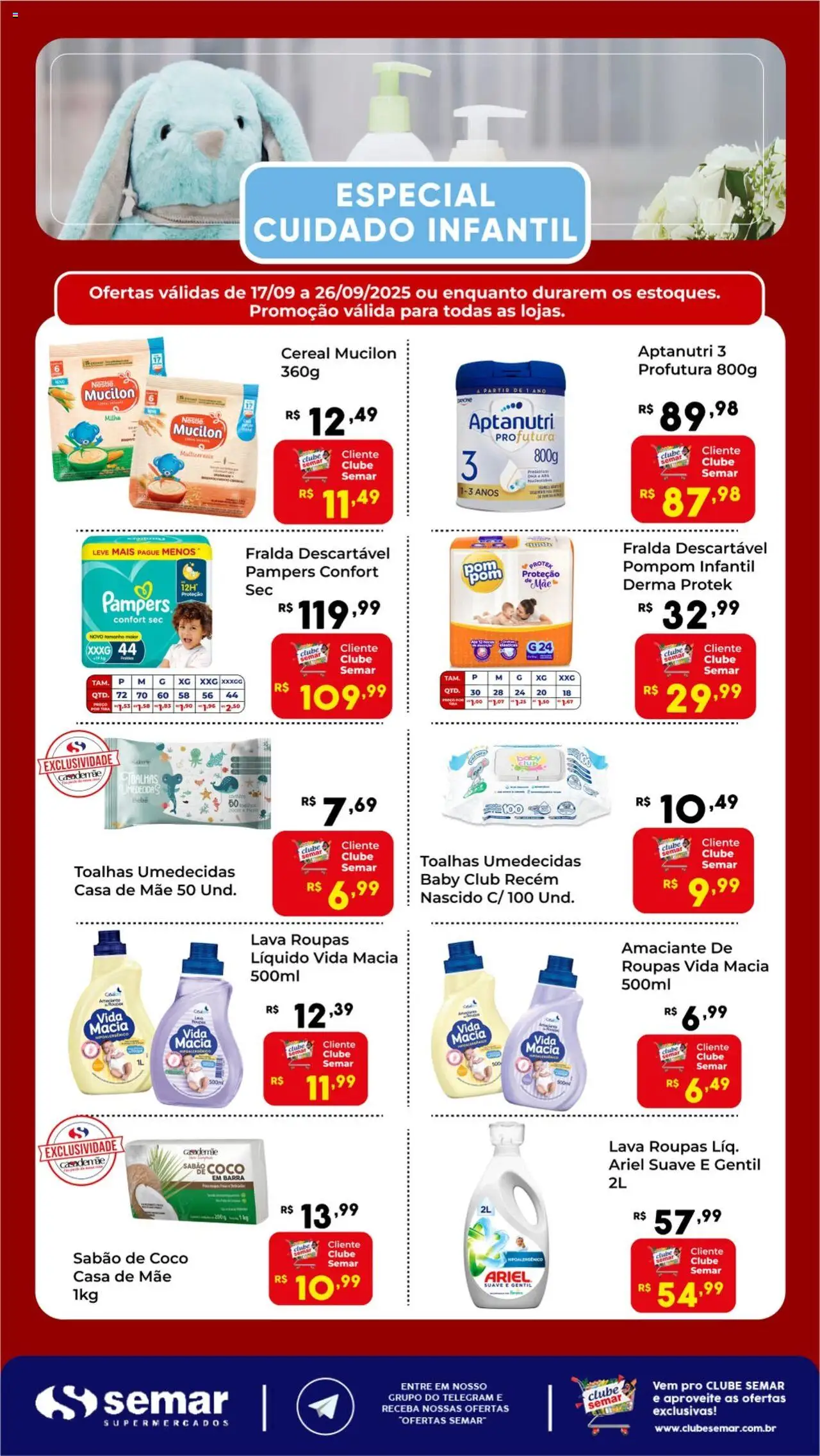 Semar Supermercado Folheto - válido de 17.09.2025 | Página: 1 | Produtos: Coco, Ariel, Sabão, Mucilon