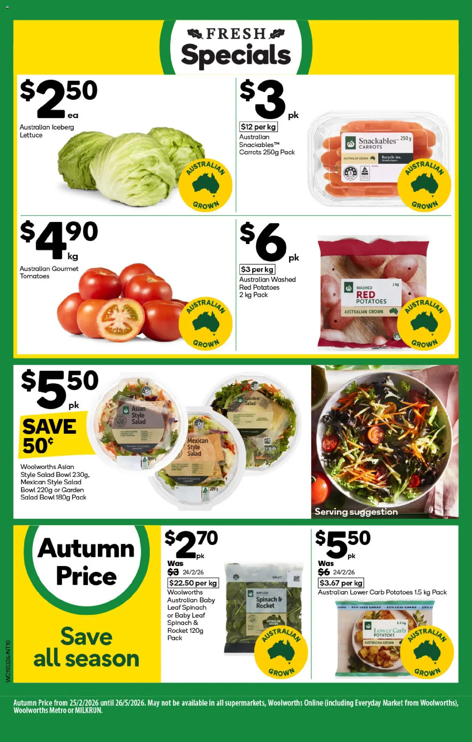 Woolworths catalogue - valid from 11.03.2026 | Page: 10 | Products: Tomatoes, Carrots, Salad, Potatoes