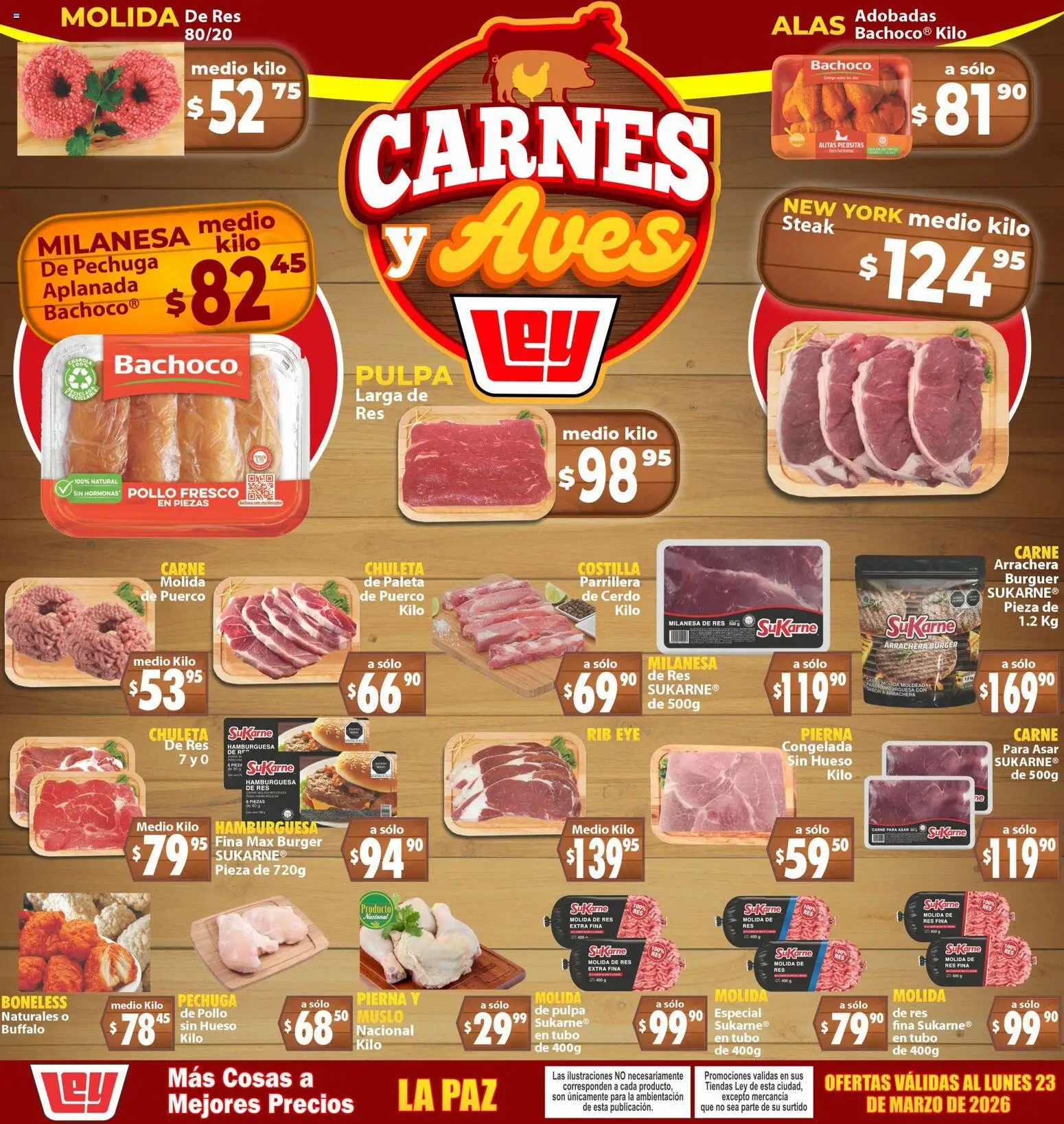Nuevas ofertas de Casa Ley válidas en toda la República Mexicana desde el 21.03.2026. ¡Encuentra las mejores ofertas en Casa Ley folleto Carnes y Aves La Paz! | Página: 1 | Productos: Milanesa, Paleta, Cerdo, Res