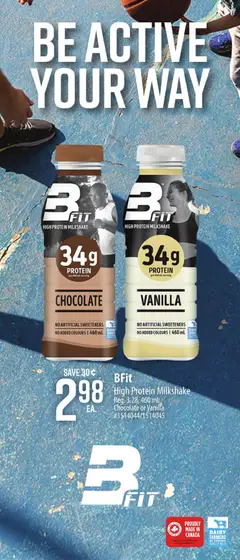 Preview of BFit High Protein Milkshake, High Protein Milkshake Reg. 3.28, 460 mL Chocolate or Vanilla from shop Giant Tiger valid from 29.10.2025 | Page: 17 | Products: Milk, Chocolate