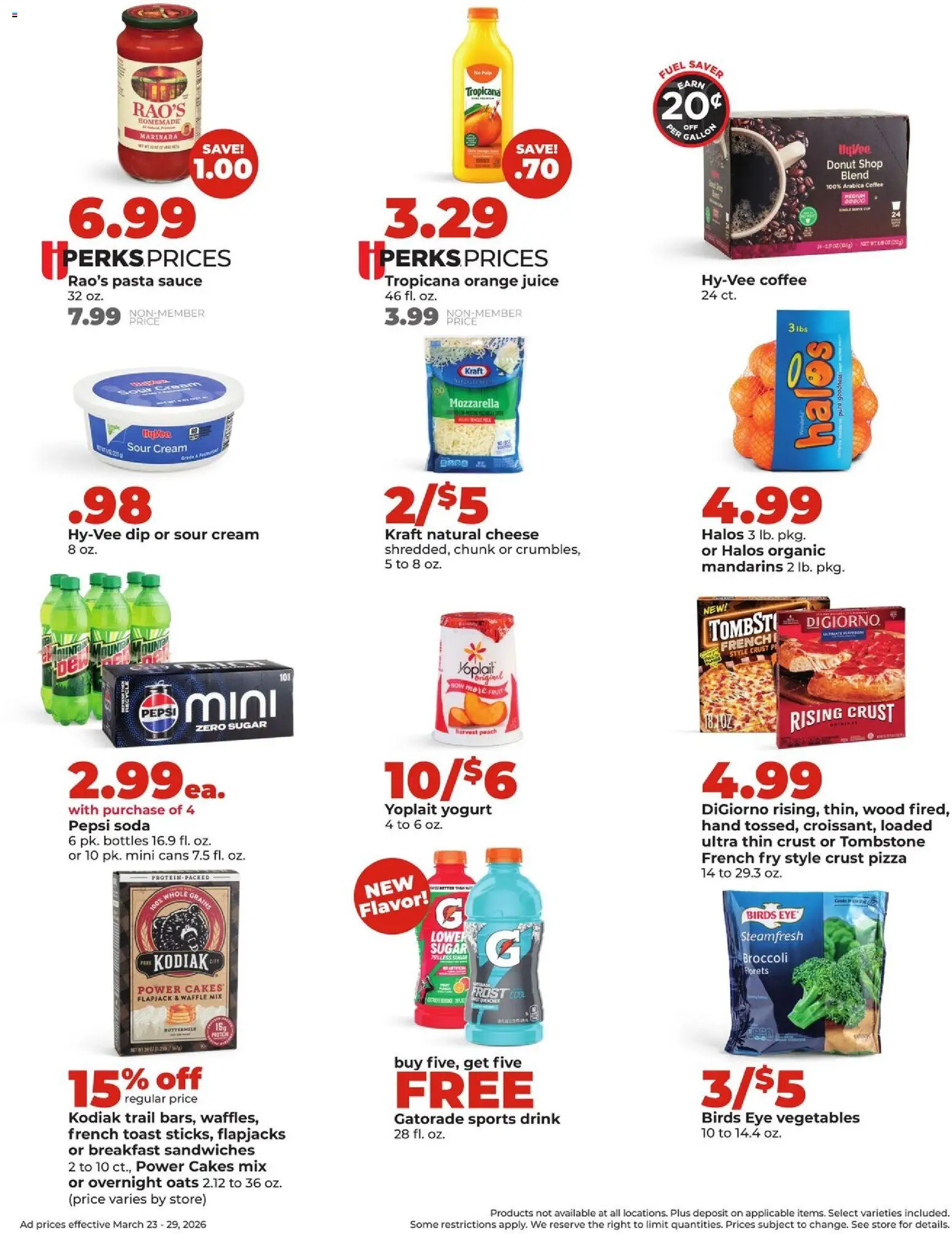 HyVee Weekly Ad - valid from 23.03.2026 | Page: 2 | Products: Broccoli, Milk, Cheese, Yogurt