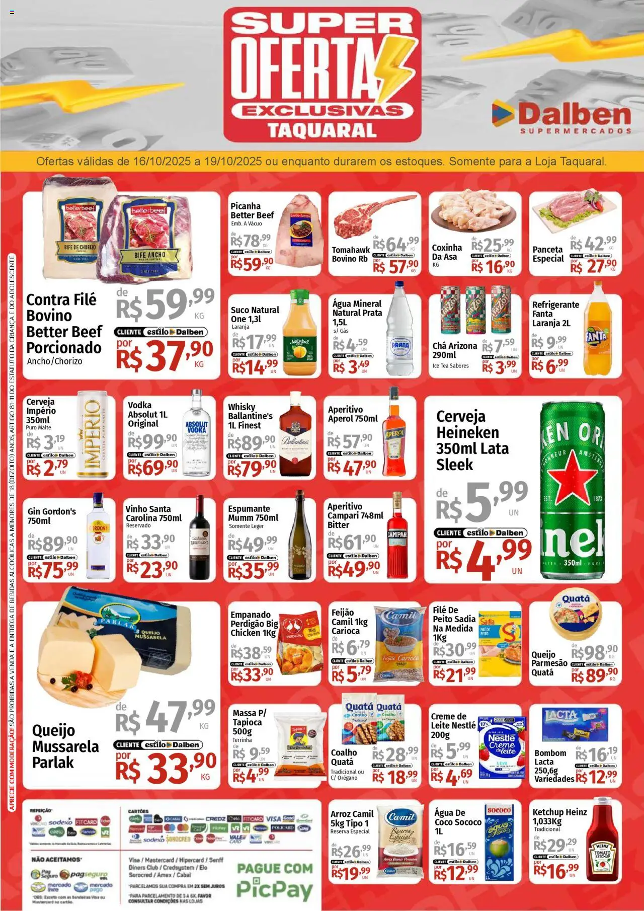 Supermercado Dalben Folheto - válido de 16.10.2025 | Página: 1 | Produtos: Ice tea, Parmesão, Orégano, Mussarela