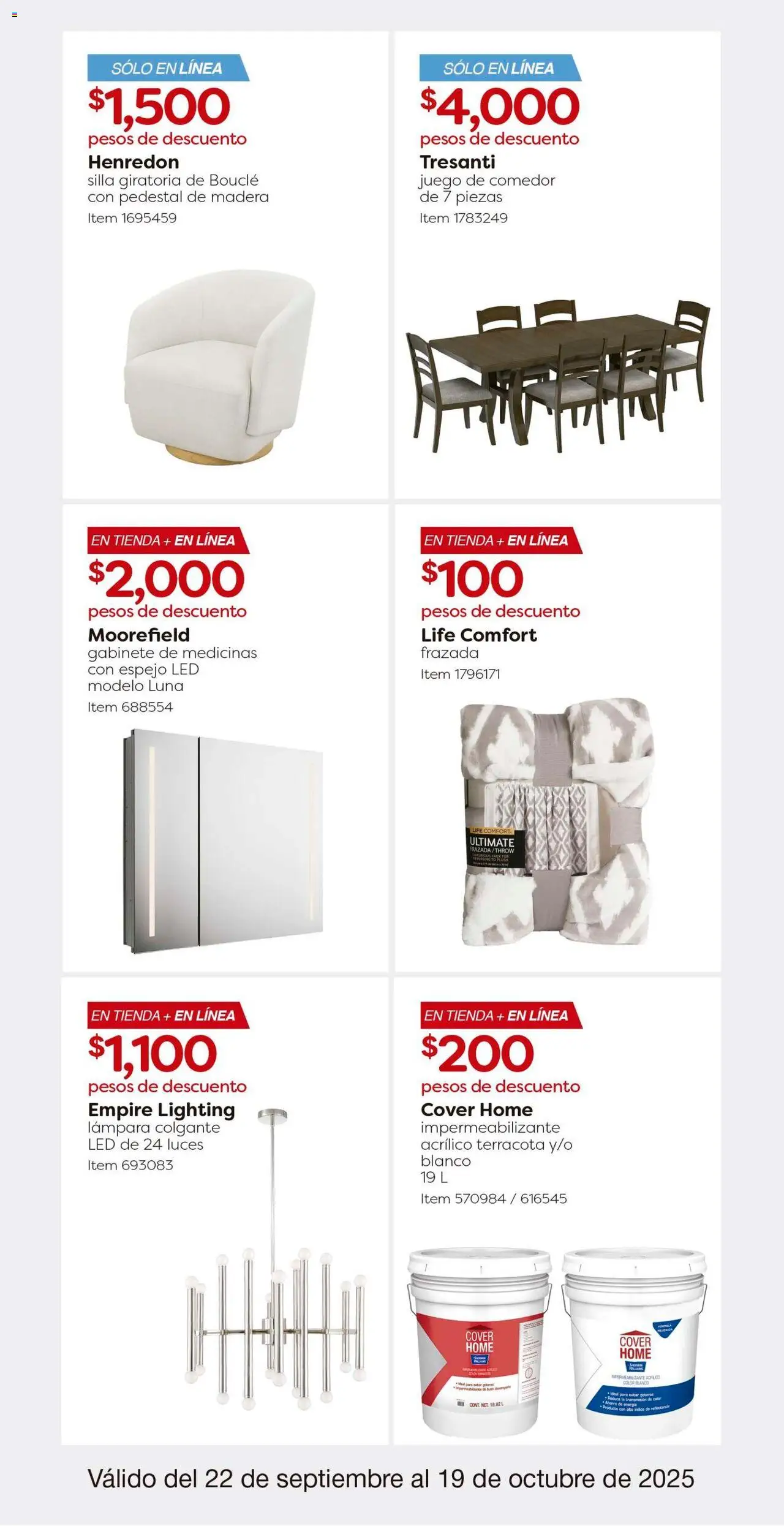 Nuevas ofertas de Costco válidas en toda la República Mexicana desde el 22.09.2025. ¡Encuentra las mejores ofertas en Costco - Catálogo! | Página: 18 | Productos: Gabinete, Impermeabilizante, Juego de comedor, Lámpara