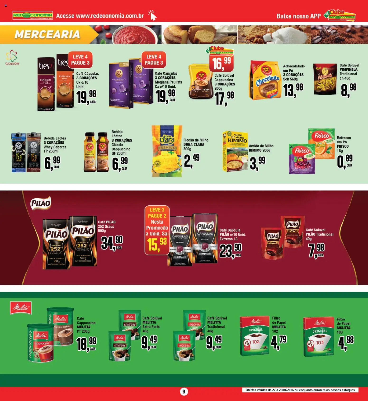 RedEconomia Folheto - válido de 27.04.2026 | Página: 9 | Produtos: Frisco, Pó, Achocolatado, Café solúvel