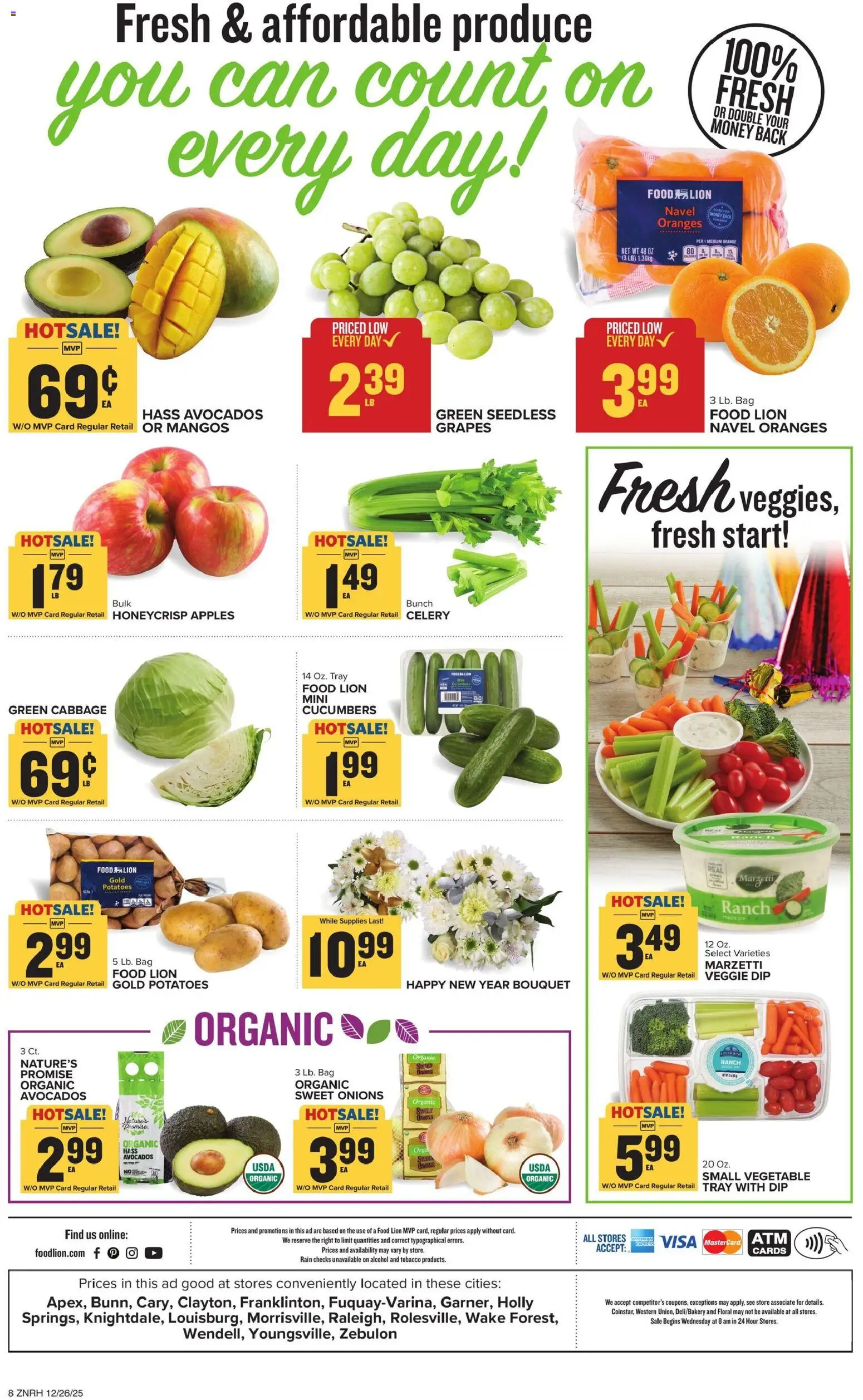 Food Lion Weekly Ad - valid from 26.12.2025 | Page: 15 | Products: Oranges, Potatoes, Cabbage, Bag