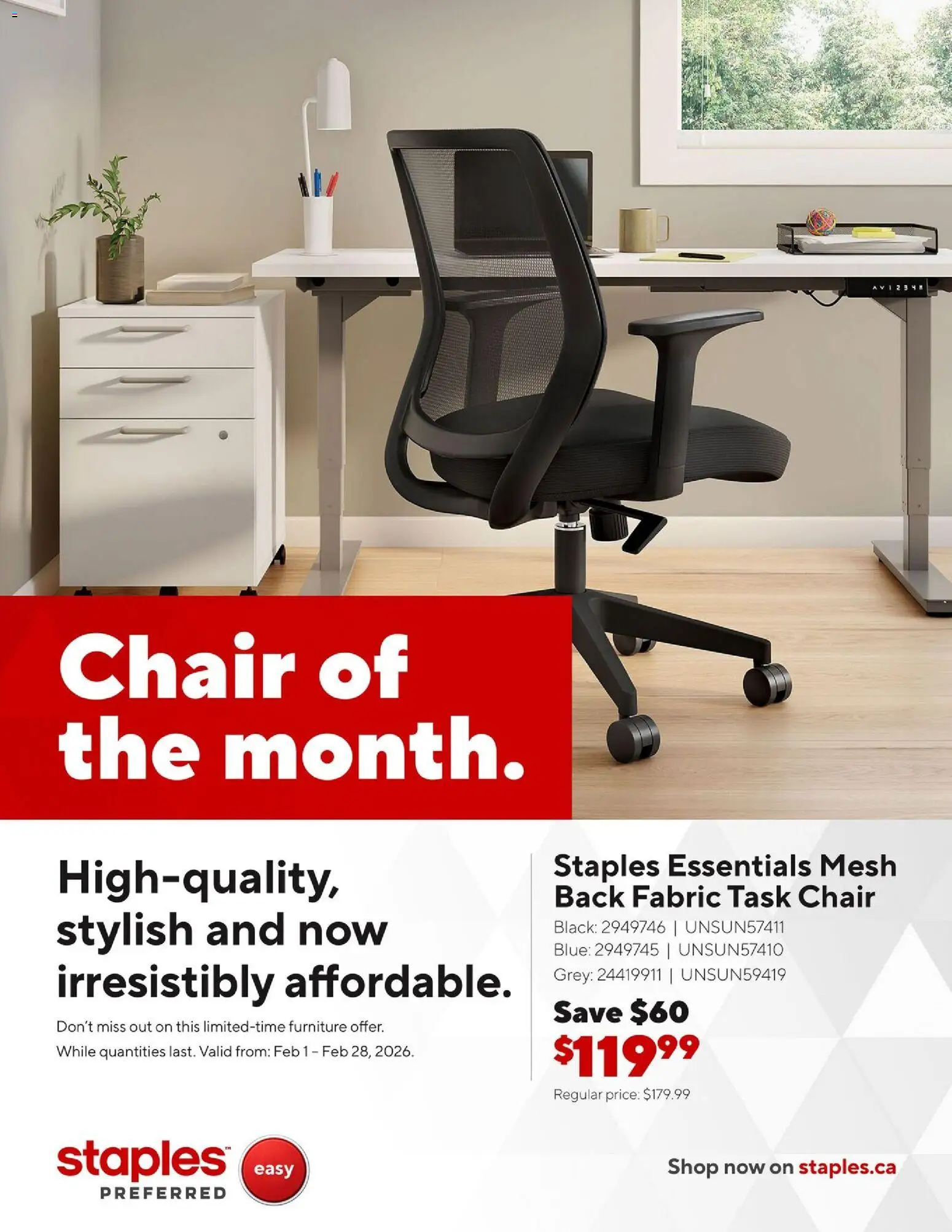 Staples flyer valid from 02.02.2026 | Page: 1 | Products: Chair