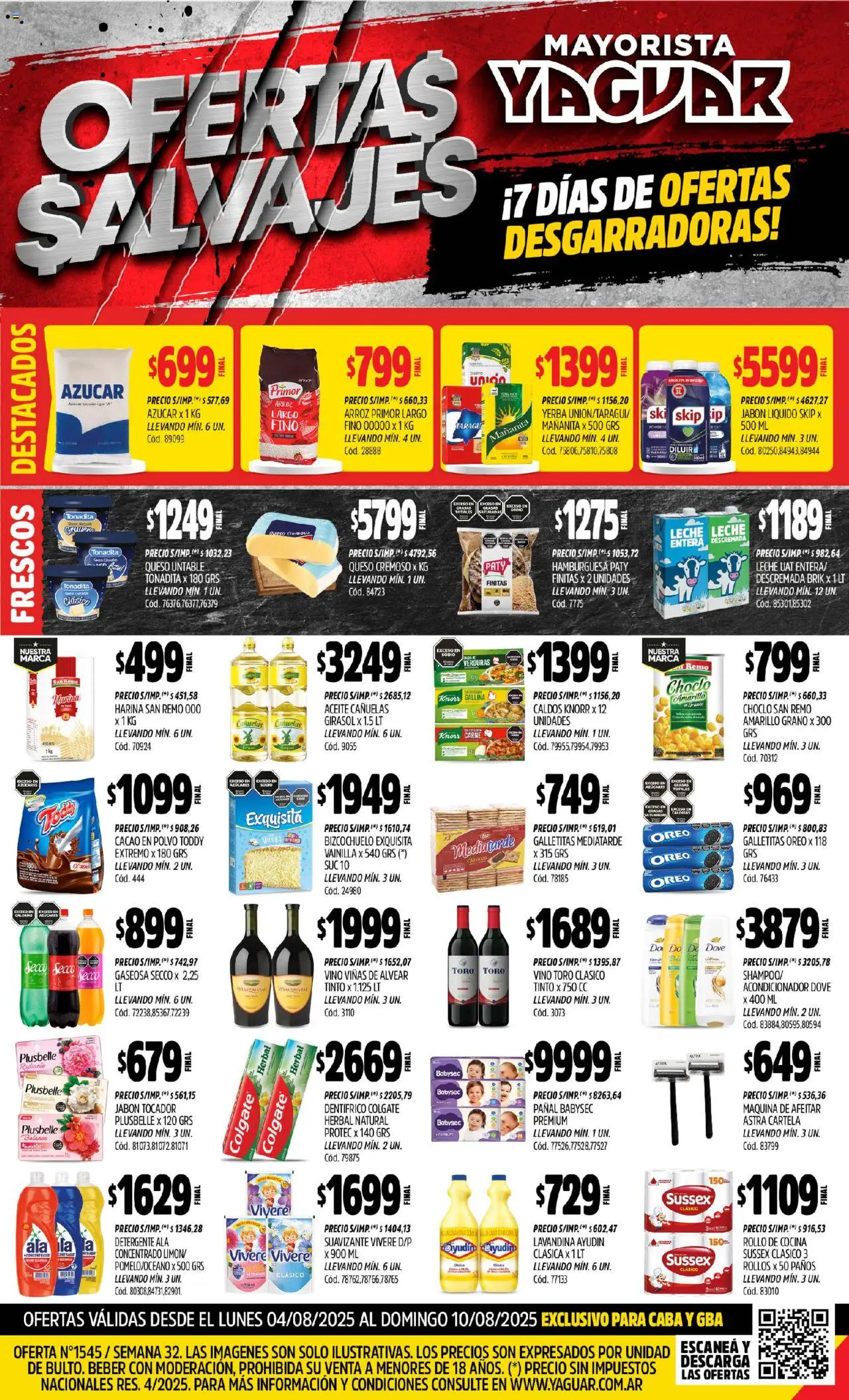 Yaguar - Maschwitz │ válido desde el 04.08.2025 | Página: 1 | Productos: Galletitas, Azucar, Acondicionador, Jabón