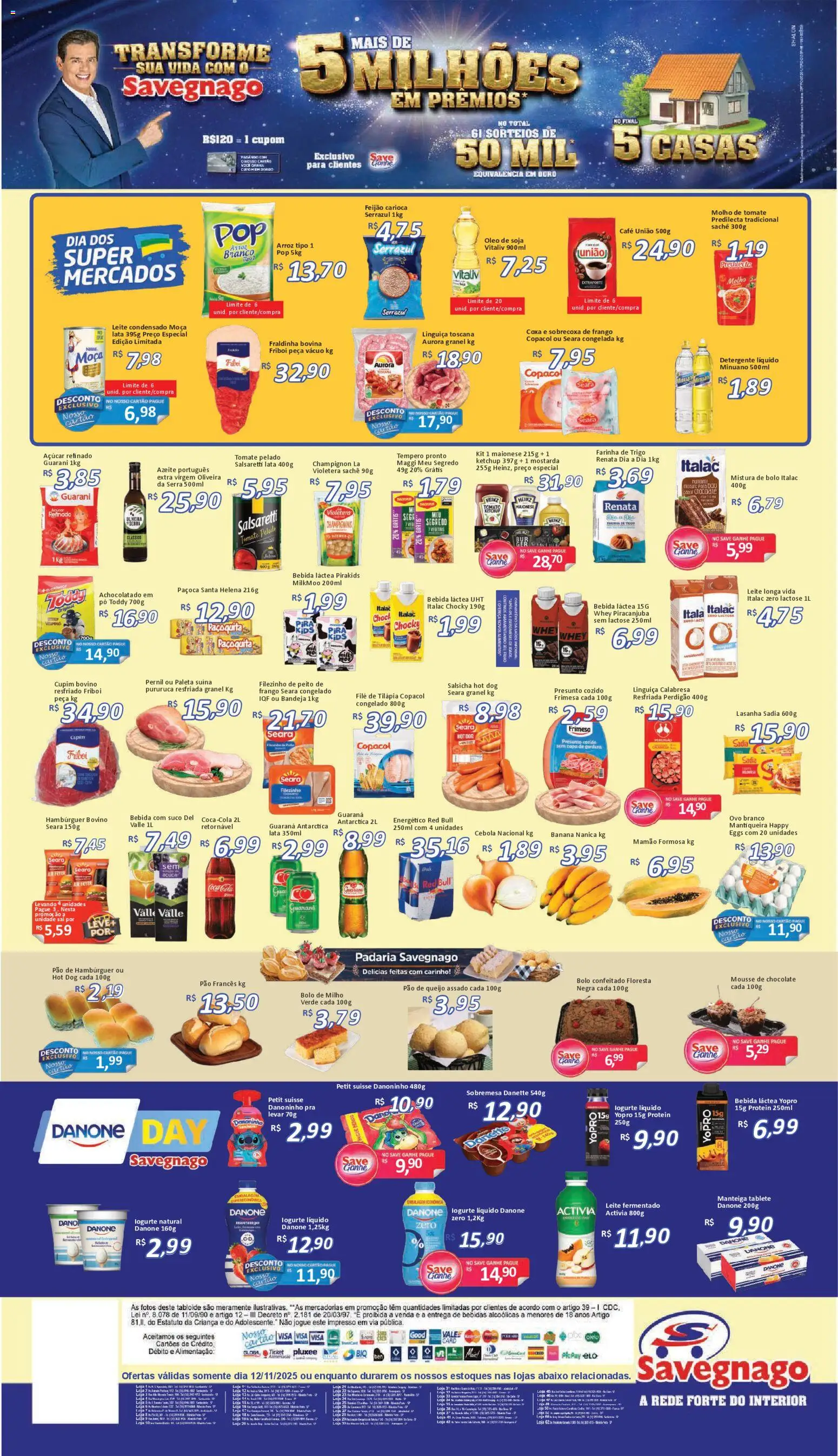 Savegnago Folheto - válido de 12.11.2025 | Página: 2 | Produtos: Achocolatado, Farinha de trigo, Leite, Presunto