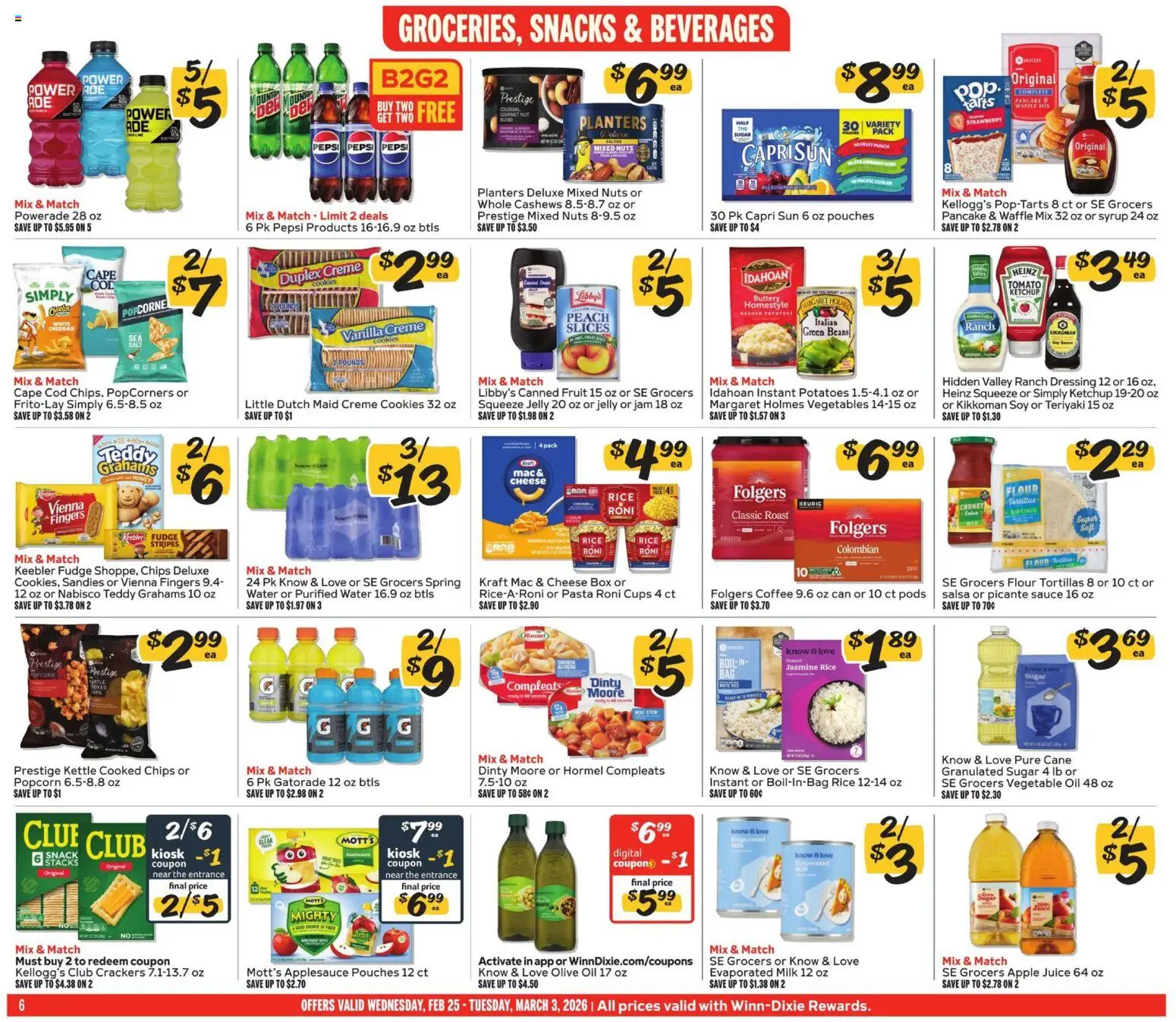 Winn Dixie Weekly Circular - GA - valid from 25.02.2026 | Page: 6 | Products: Oil, Nuts, Cookies, Potatoes