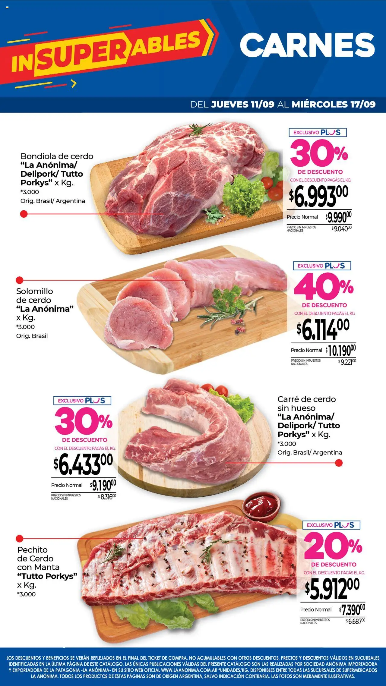 La Anonima catálogo │ válido desde el 11.09.2025 | Página: 4 | Productos: Cerdo