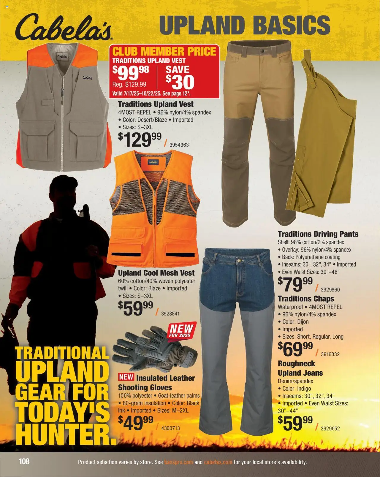 Cabela's Hunting Master 25 - valid from 11.08.2025 | Page: 108 | Products: Vest, Pants, Gloves, Jeans