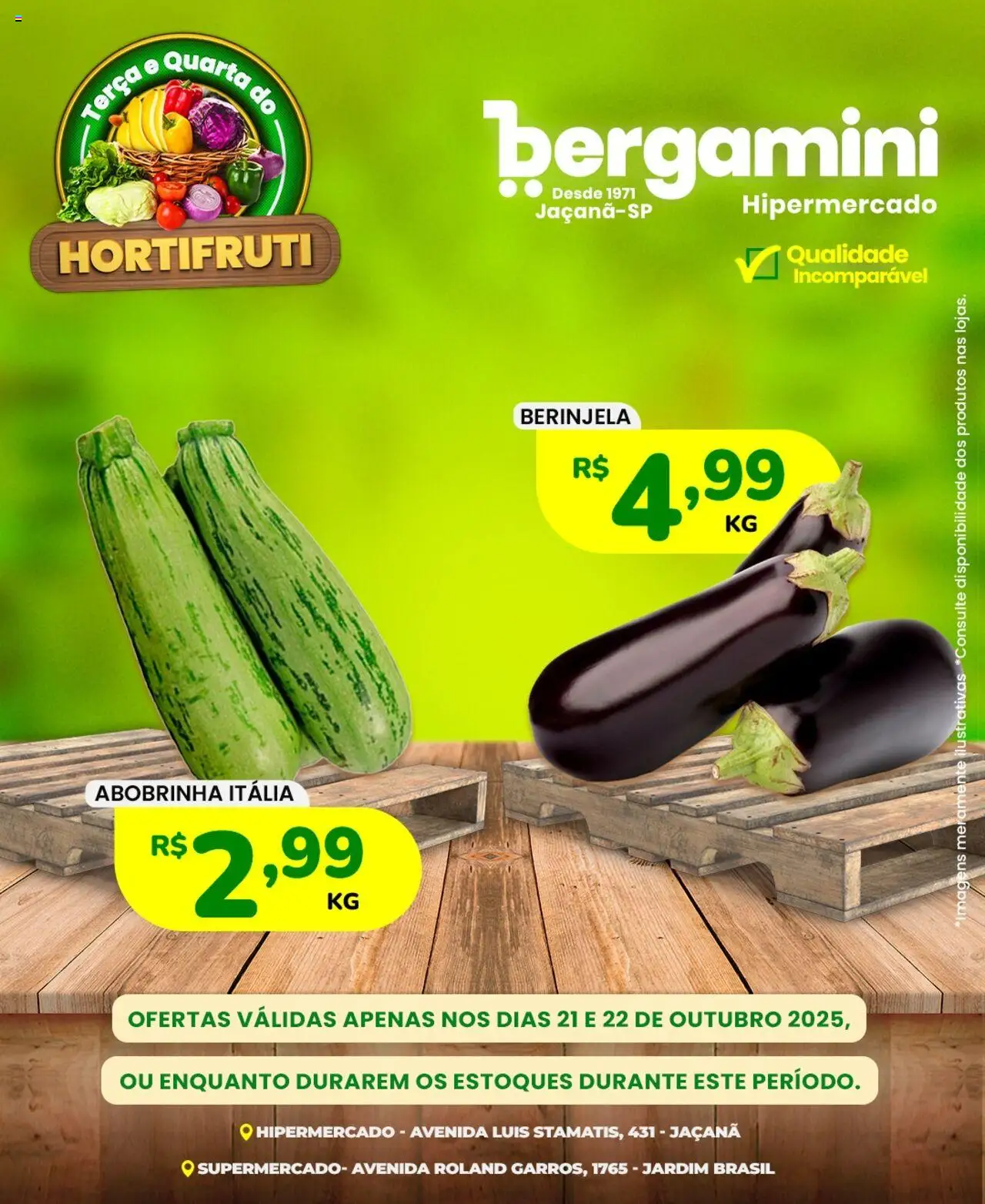 Supermercado Bergamini Folheto - válido de 21.10.2025 | Página: 8 | Produtos: Abobrinha, Berinjela