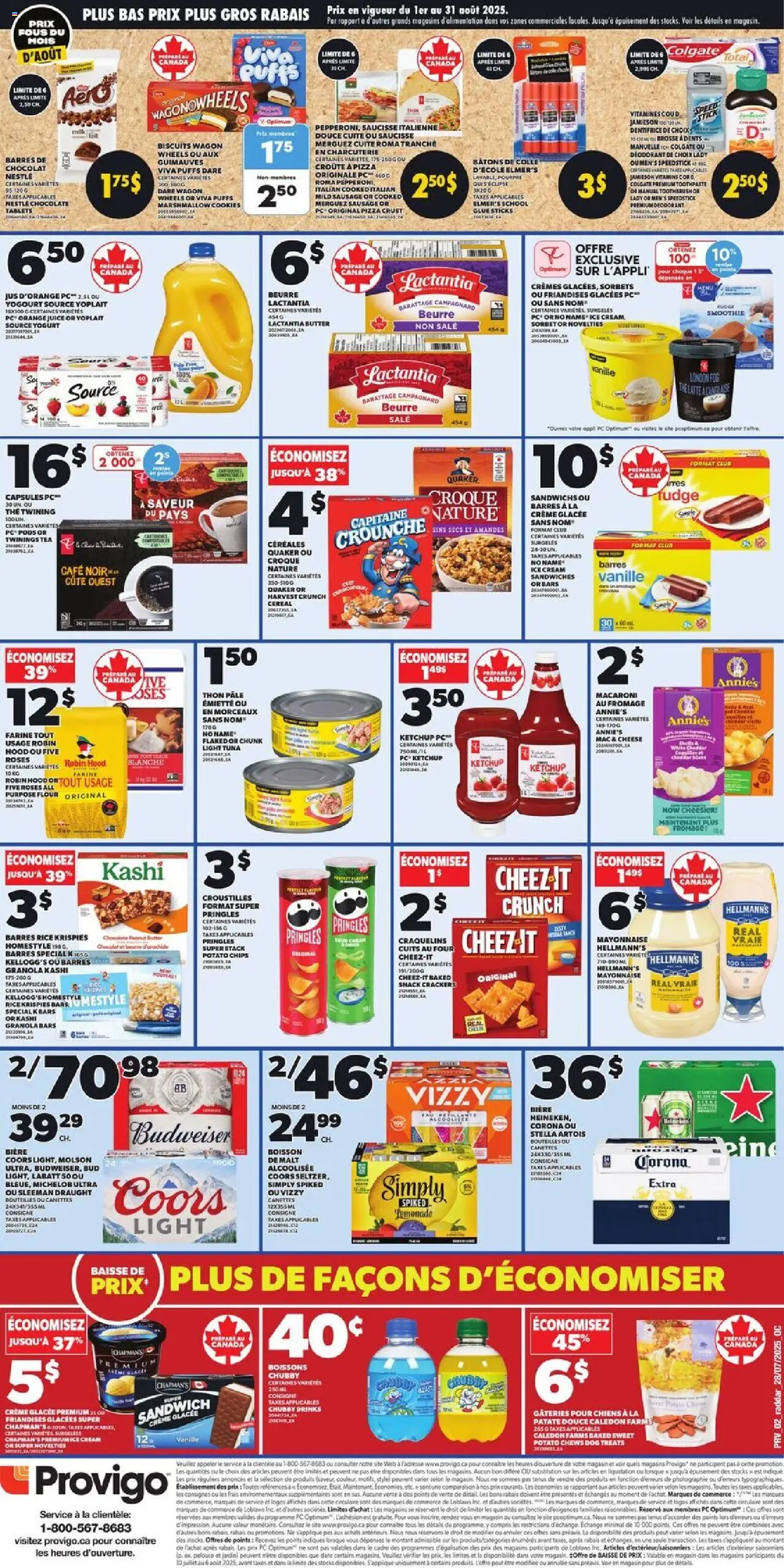 Provigo flyer valid from 31.07.2025 | Page: 3 | Products: Sour cream, Ice cream, Cheese, Yogurt
