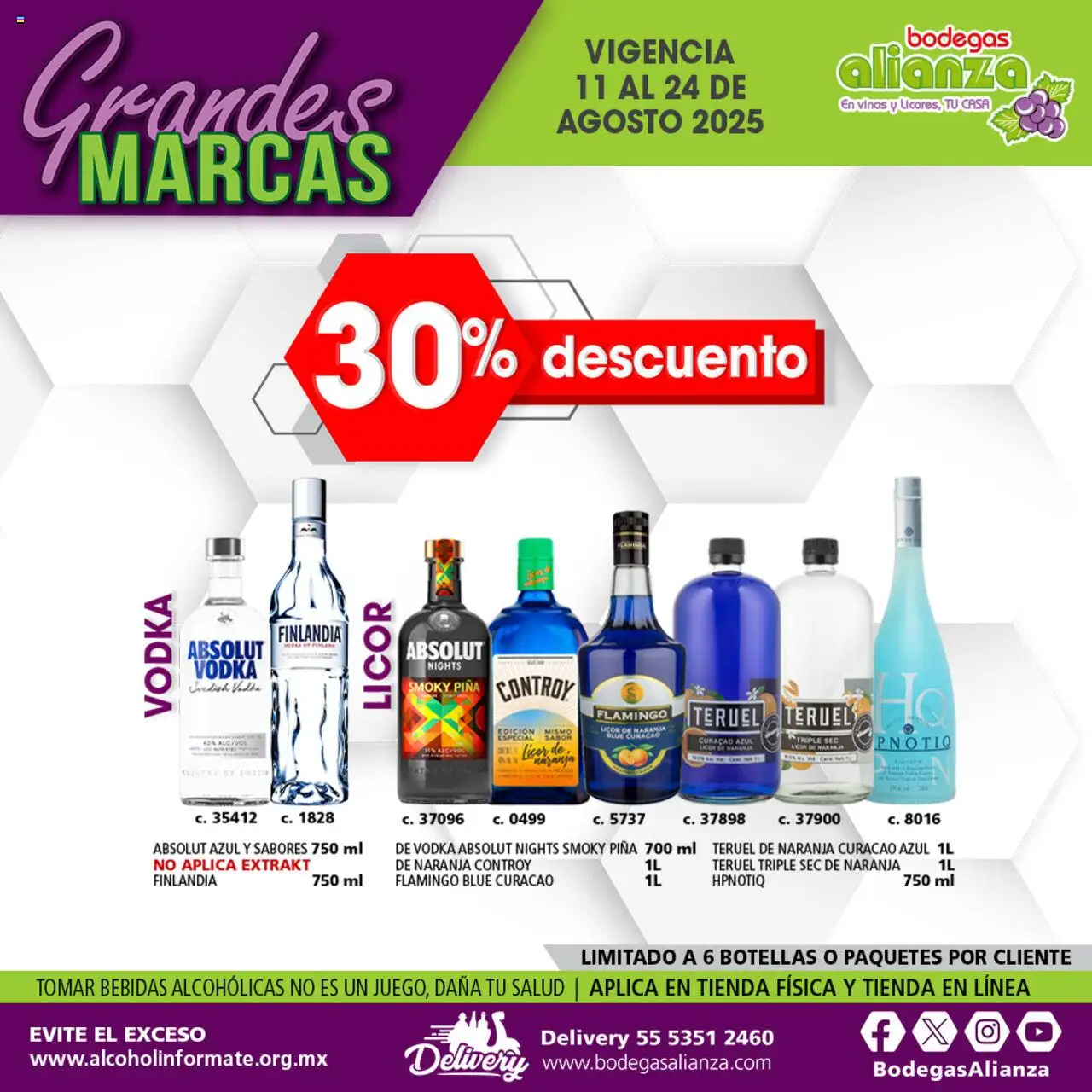 Nuevas ofertas de Bodegas Alianza válidas en toda la República Mexicana desde el 11.08.2025. ¡Encuentra las mejores ofertas en Bodegas Alianza - Catálogo Grandes Marcas! | Página: 4 | Productos: Piña, Vodka