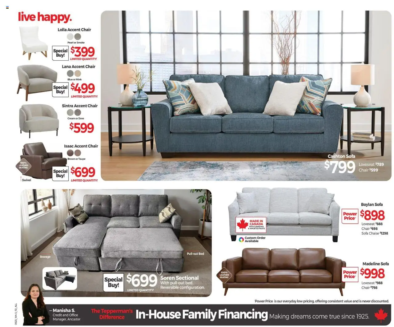 Tepperman's flyer valid from 18.09.2025 | Page: 3 | Products: Cream, Bed, Sofa, Chair