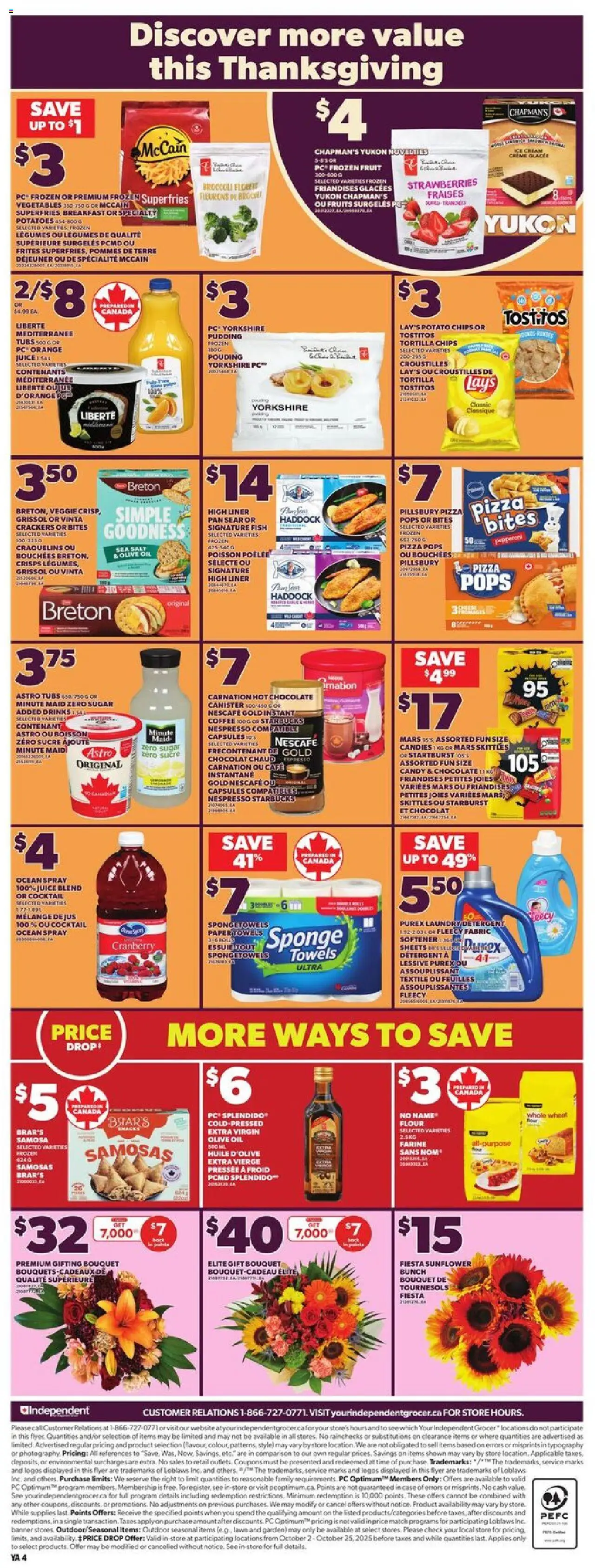 Independent Grocer flyer valid from 09.10.2025 | Page: 4 | Products: Strawberries, PC, Pizza, Juice