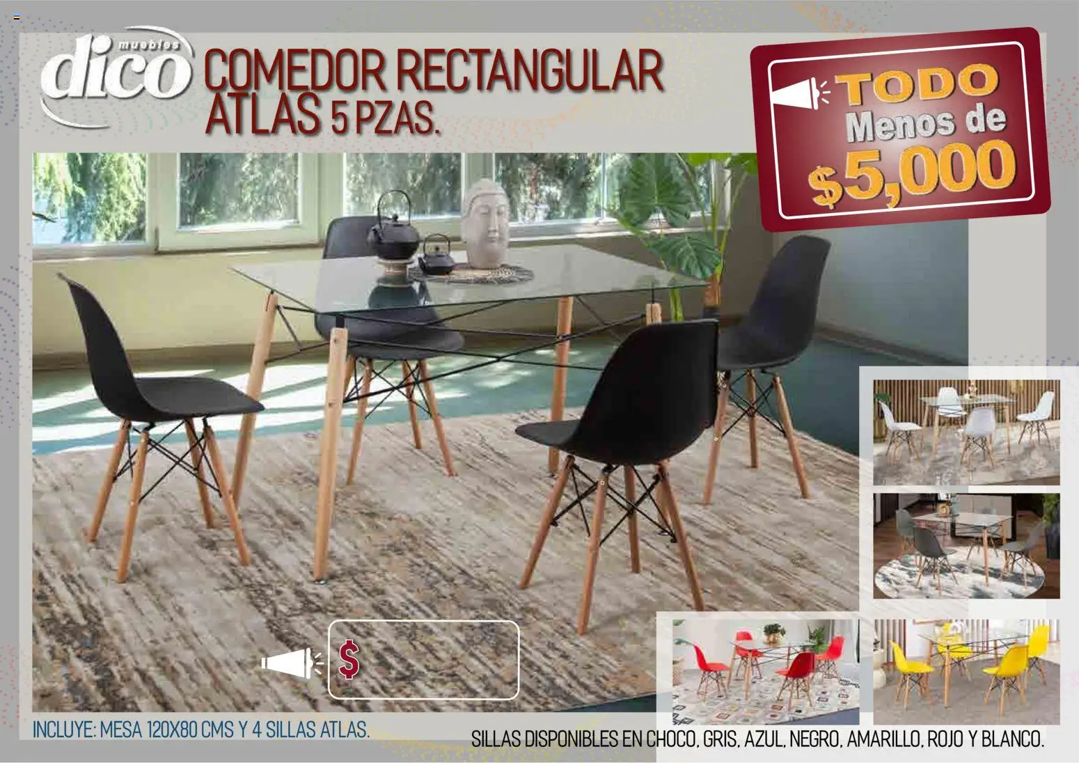 Nuevas ofertas de Muebles Dico válidas en toda la República Mexicana desde el 09.04.2026. ¡Encuentra las mejores ofertas en Muebles Dico catálogo Todo menos de 5000 Pacifico! | Página: 20 | Productos: Mesa
