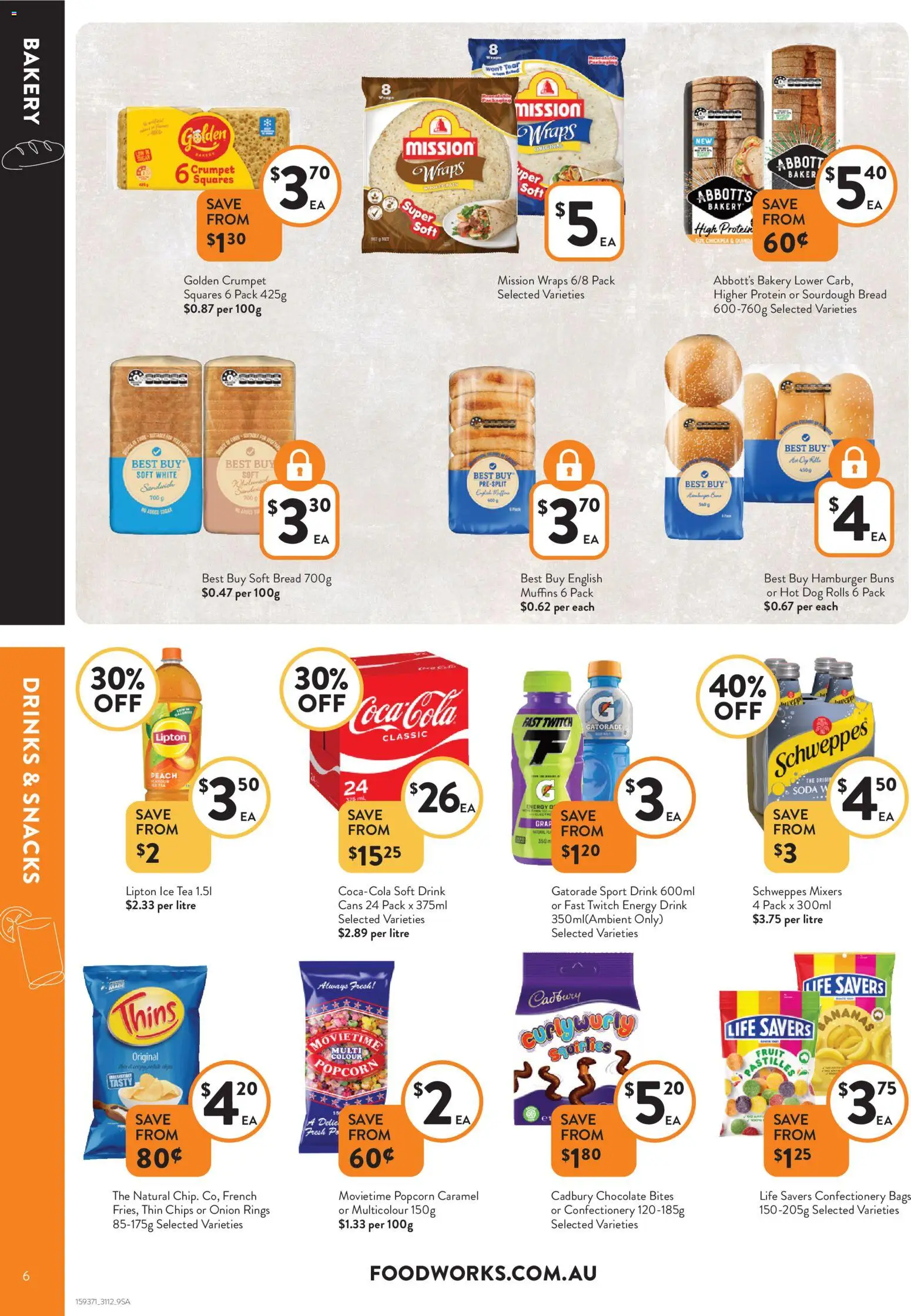 Foodworks catalogue - valid from 31.12.2025 | Page: 6 | Products: Chocolate, Chips, Peach, Bakery