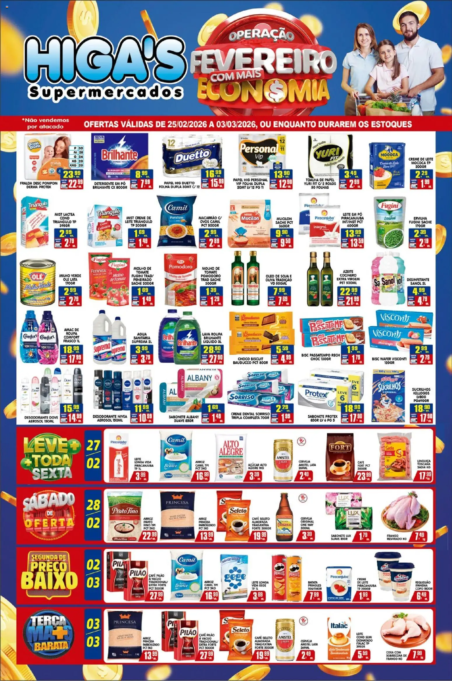 Higa's Supermercado Folheto - válido de 25.02.2026 | Página: 1 | Produtos: Leite, Arroz, Creme, Mucilon