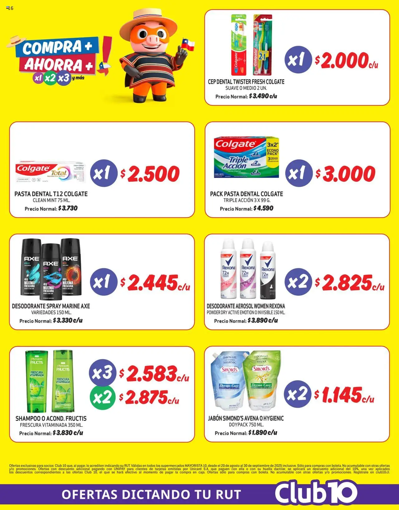 Mayorista 10 catálogo │ válido desde el 20.08.2025 | Página: 16 | Productos: Avena, Desodorante, Shampoo, Pasta