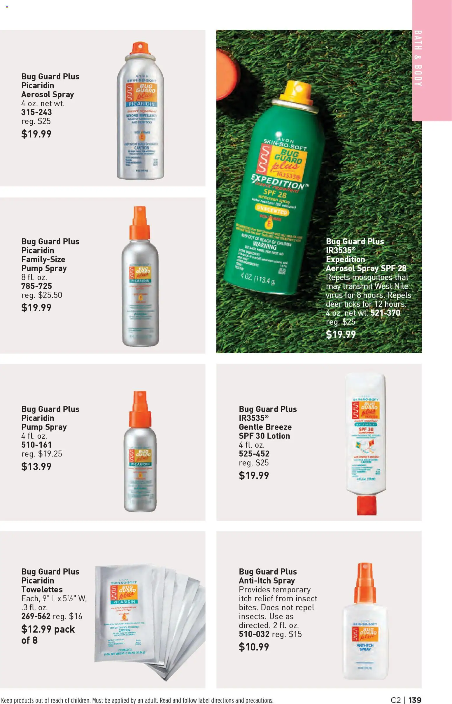 Avon Brochure - valid from 14.01.2026 | Page: 139 | Products: Pump, Bath, Sunscreen, Bug Guard