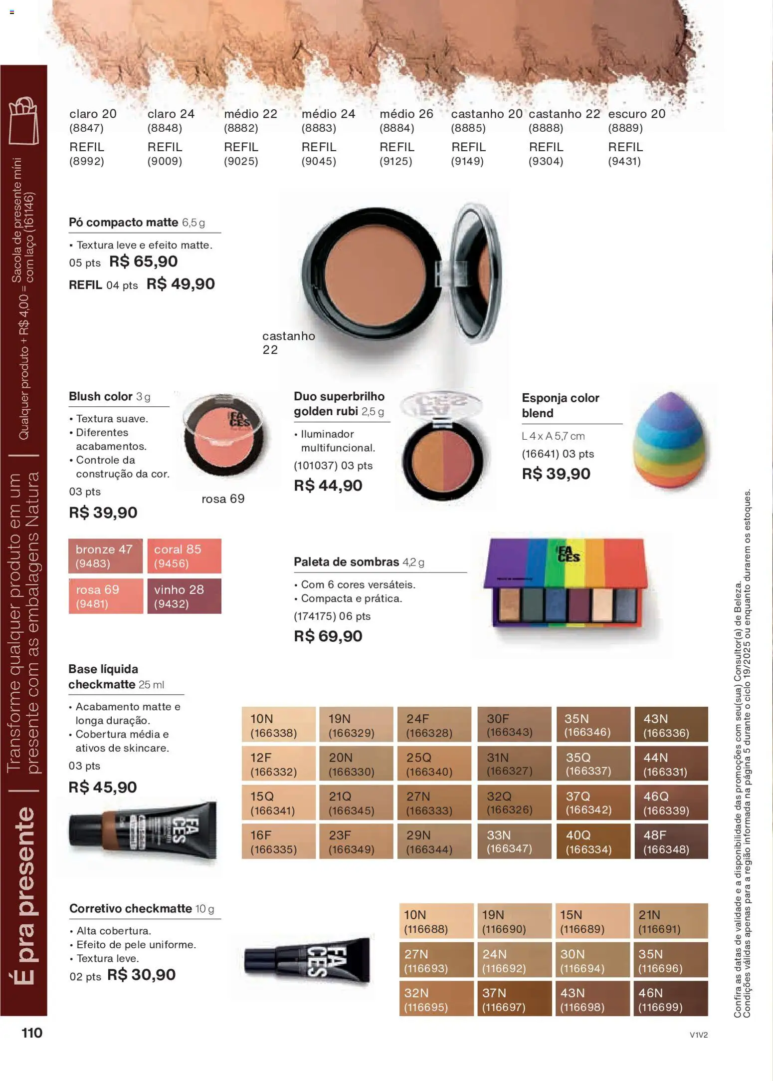 Natura Folheto - válido de 26.11.2025 | Página: 110 | Produtos: Pó compacto, Blush, Base, Iluminador