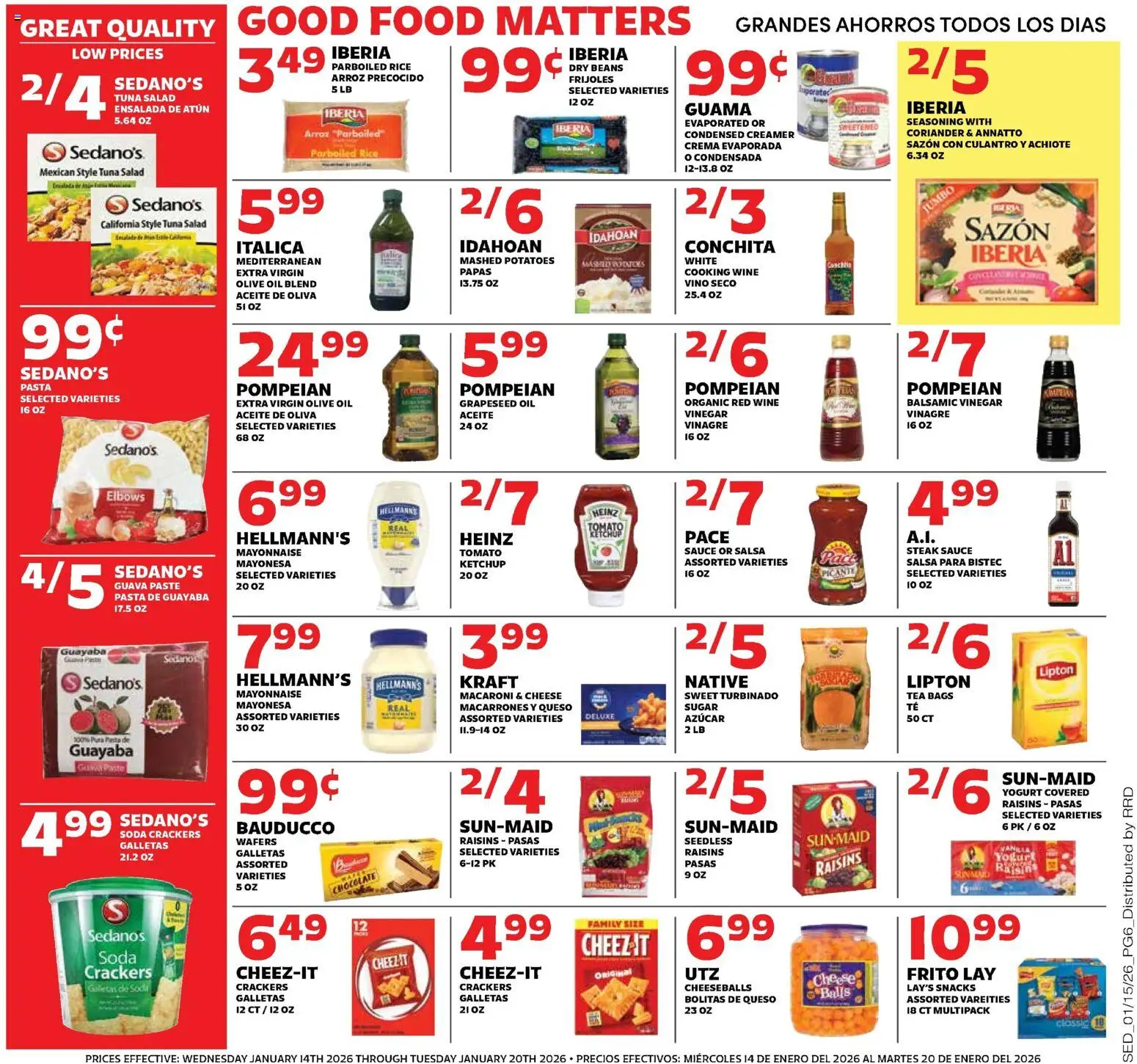 Sedano's Weekly Ad - valid from 14.01.2026 | Page: 6 | Products: Oil, Ketchup, Sauce, Sugar