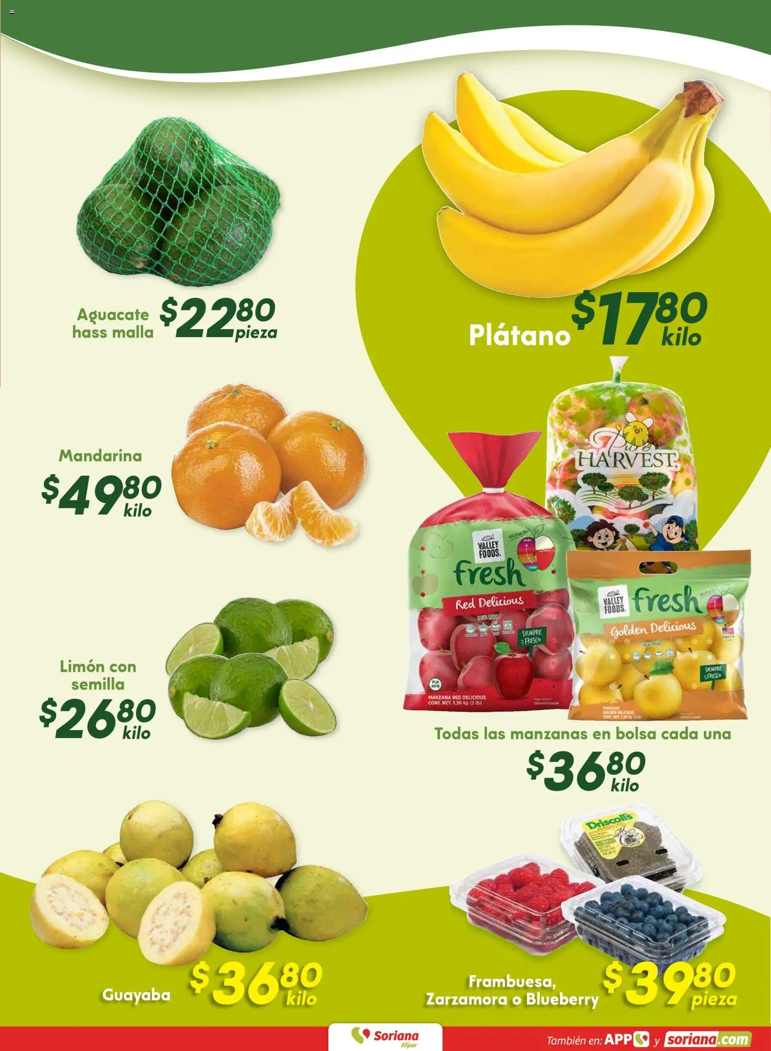 Nuevas ofertas de Soriana válidas en toda la República Mexicana desde el 16.01.2026. ¡Encuentra las mejores ofertas en Soriana - Fin de Semana Híper: Saltillo y Torreón! | Página: 9 | Productos: Plátano, Bolsa, Manzana, Limón