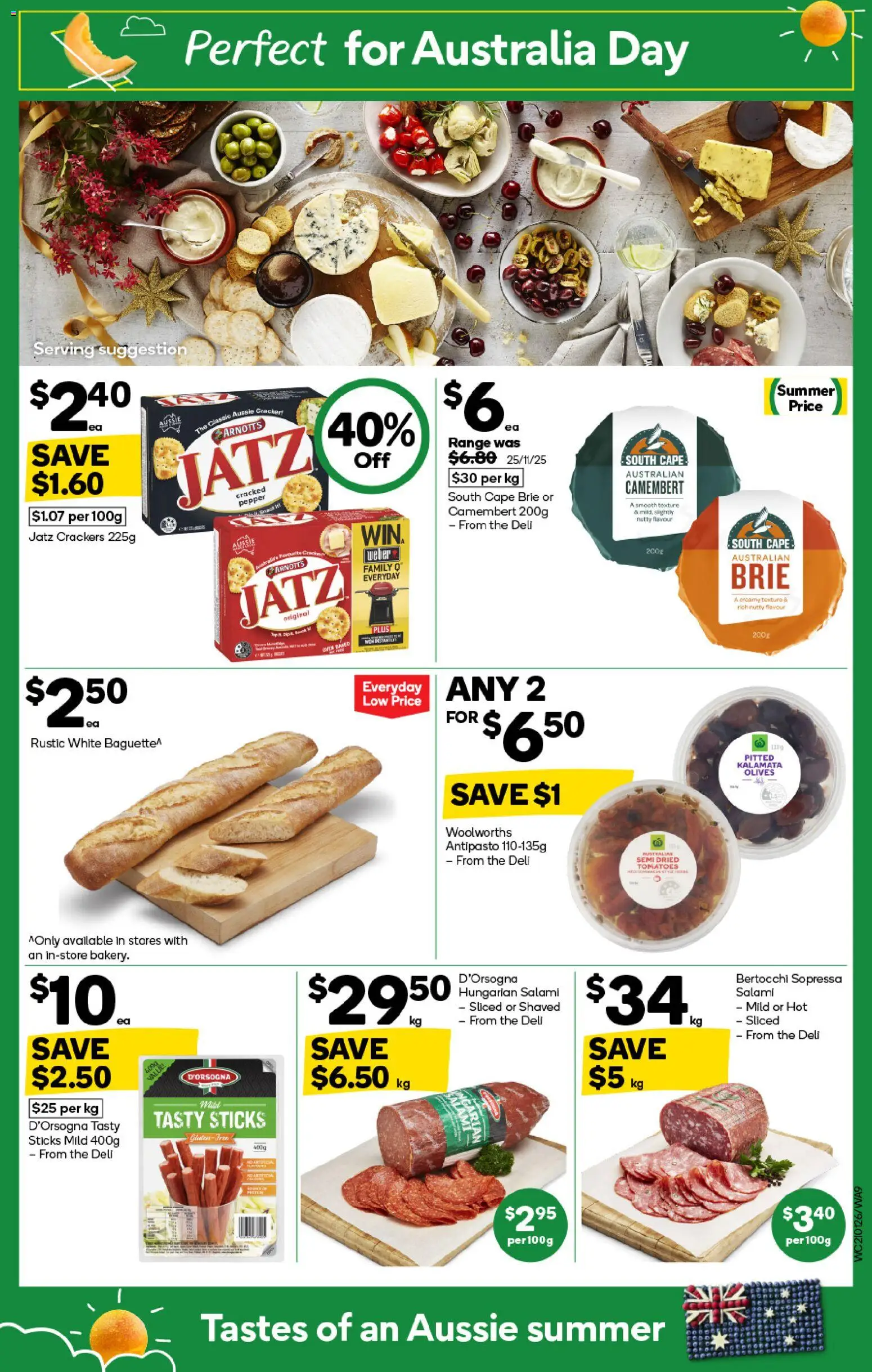 Woolworths catalogue - valid from 21.01.2026 | Page: 9 | Products: Crackers, Salami, Tomatoes, Olives